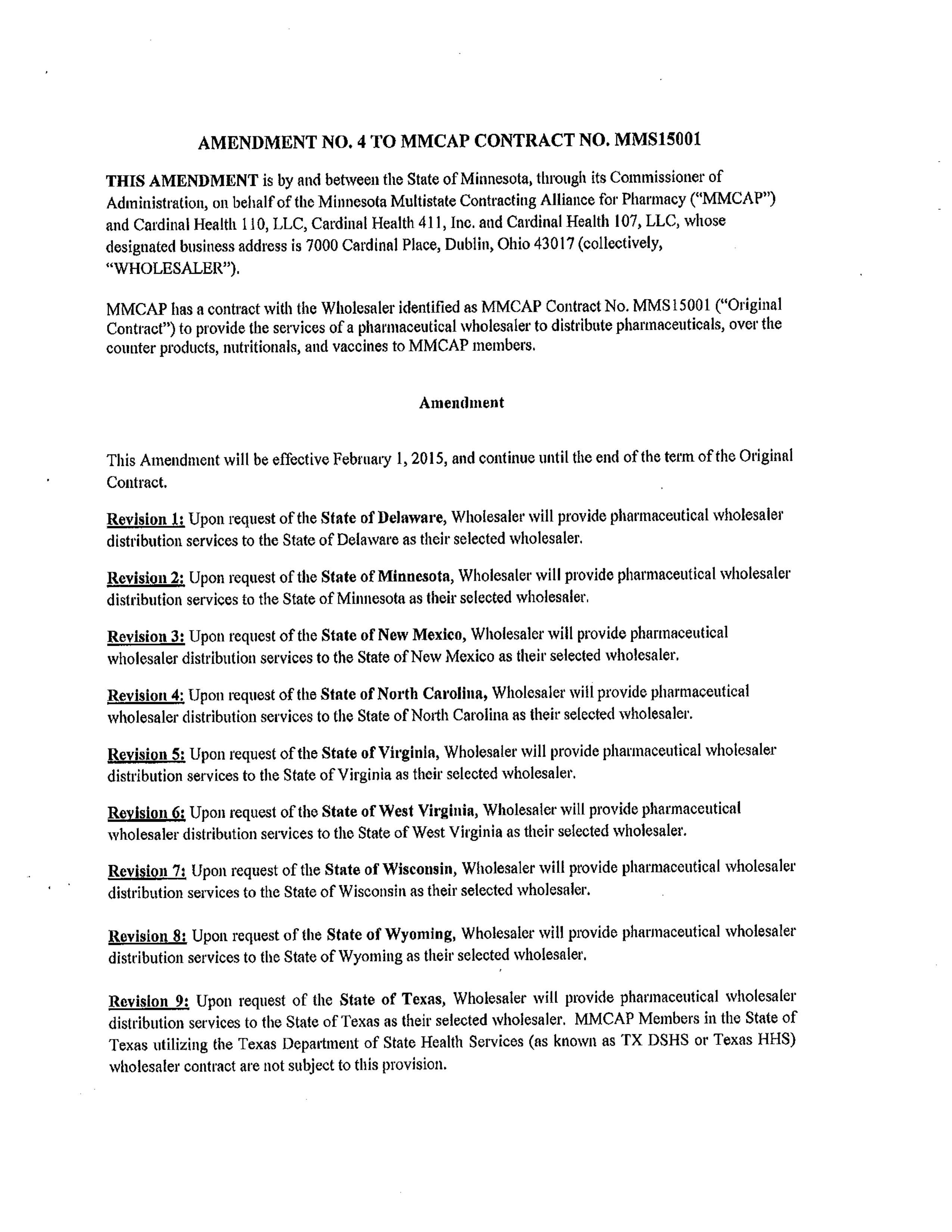 Cardinal Health Pharmaceutical Wholesaler Services Contract — page 87