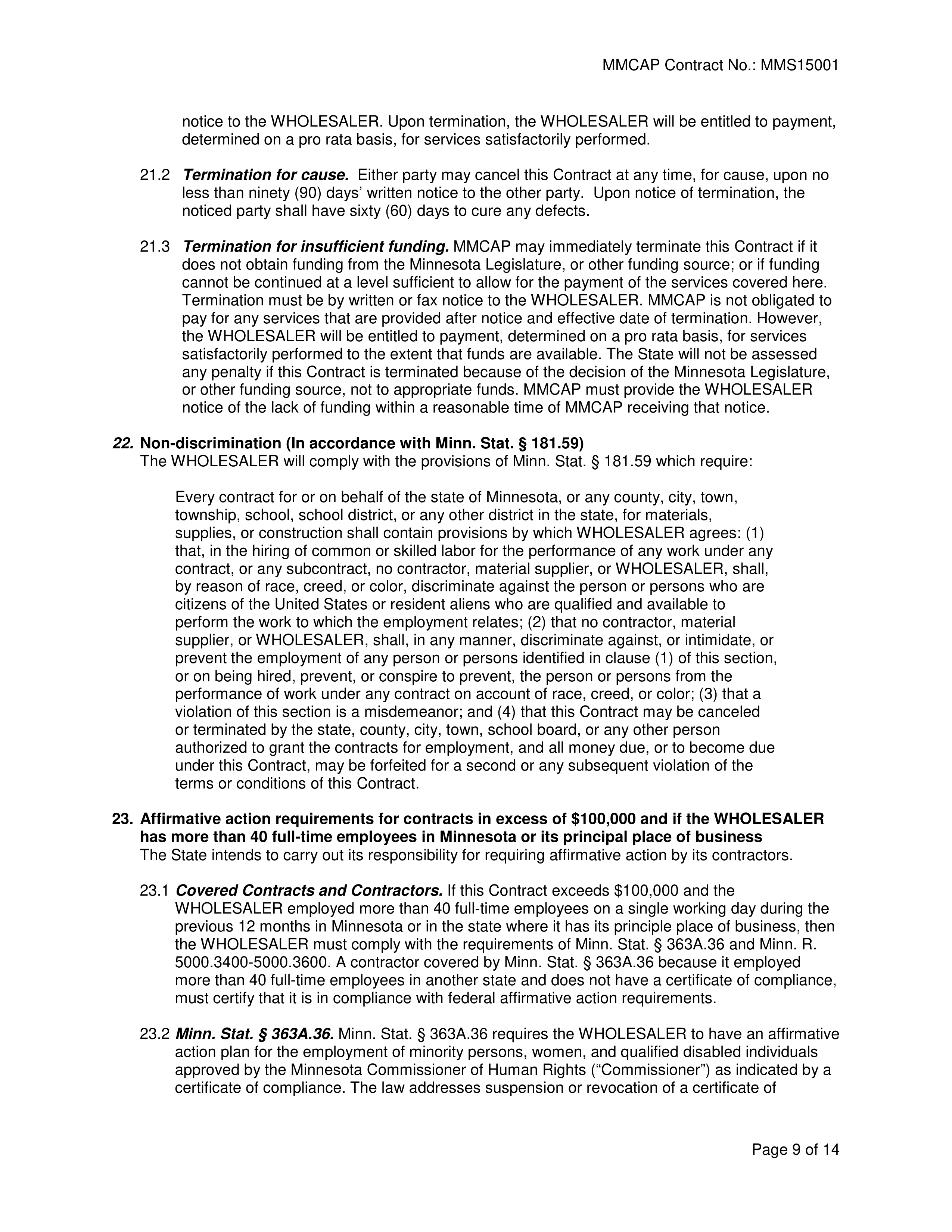 Cardinal Health Pharmaceutical Wholesaler Services Contract — page 9