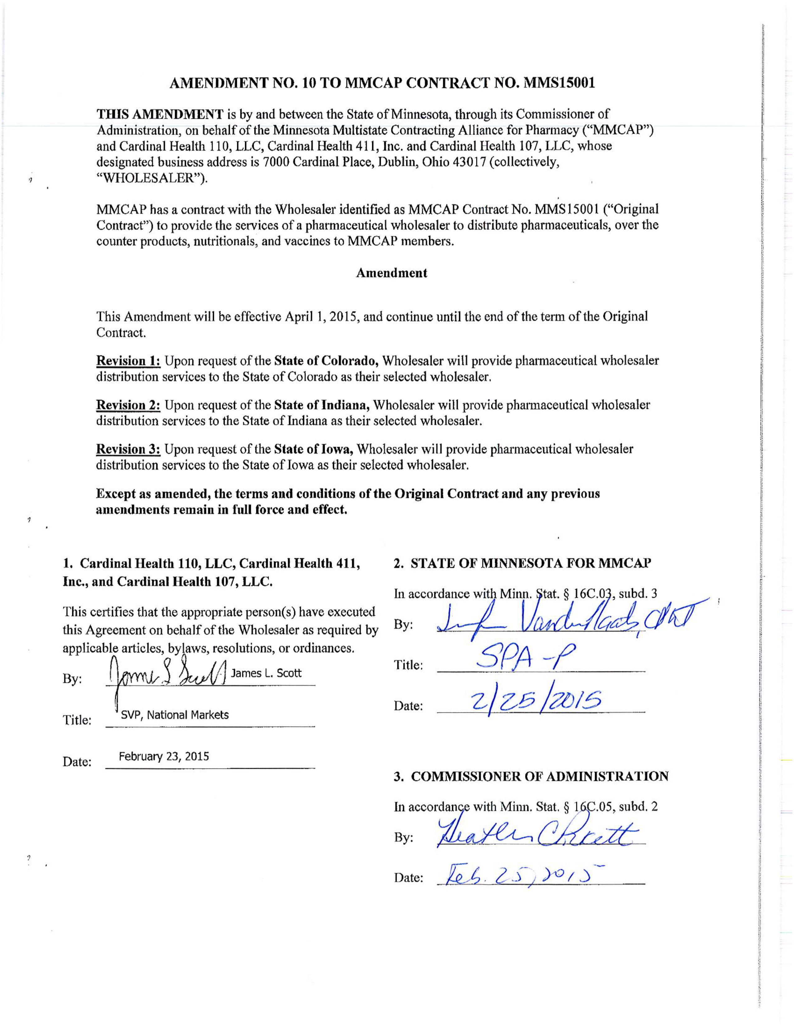 Cardinal Health Pharmaceutical Wholesaler Services Contract — page 96