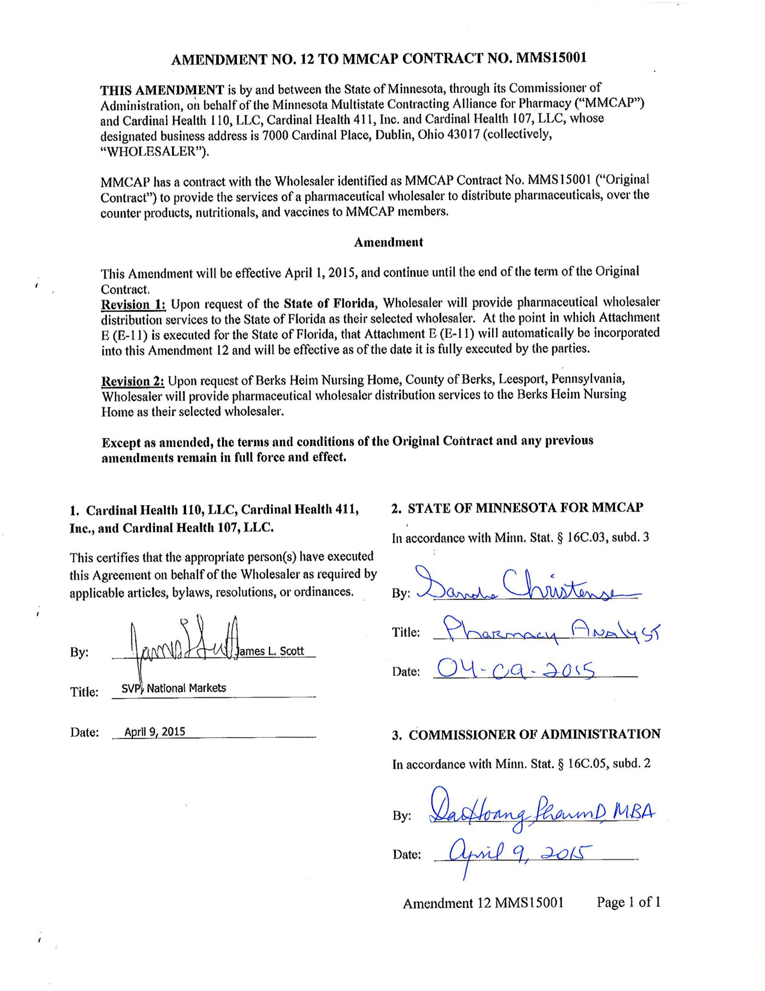Cardinal Health Pharmaceutical Wholesaler Services Contract — page 99