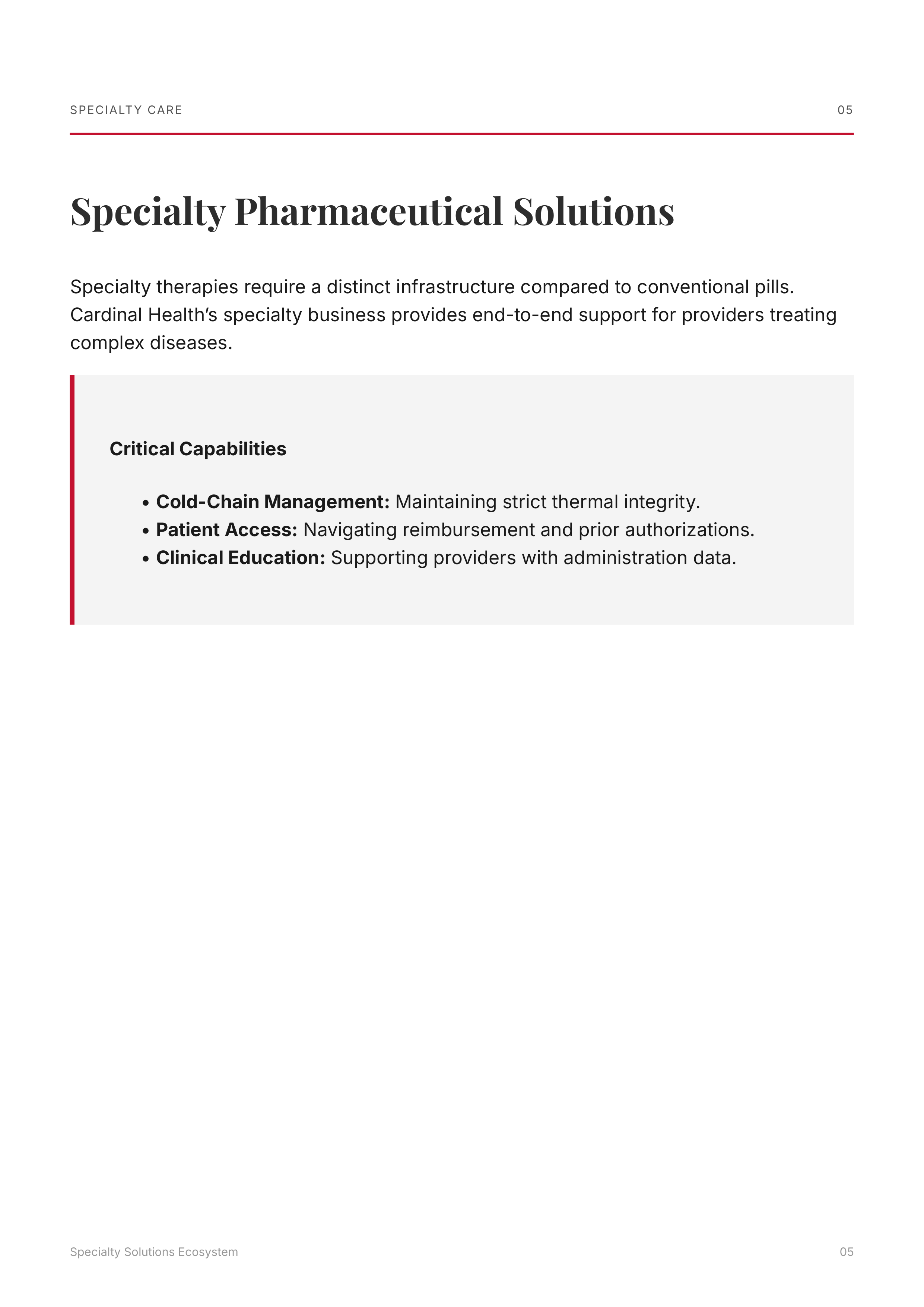 Cardinal Health Pharmaceutical and Specialty Solutions Portfolio — page 5