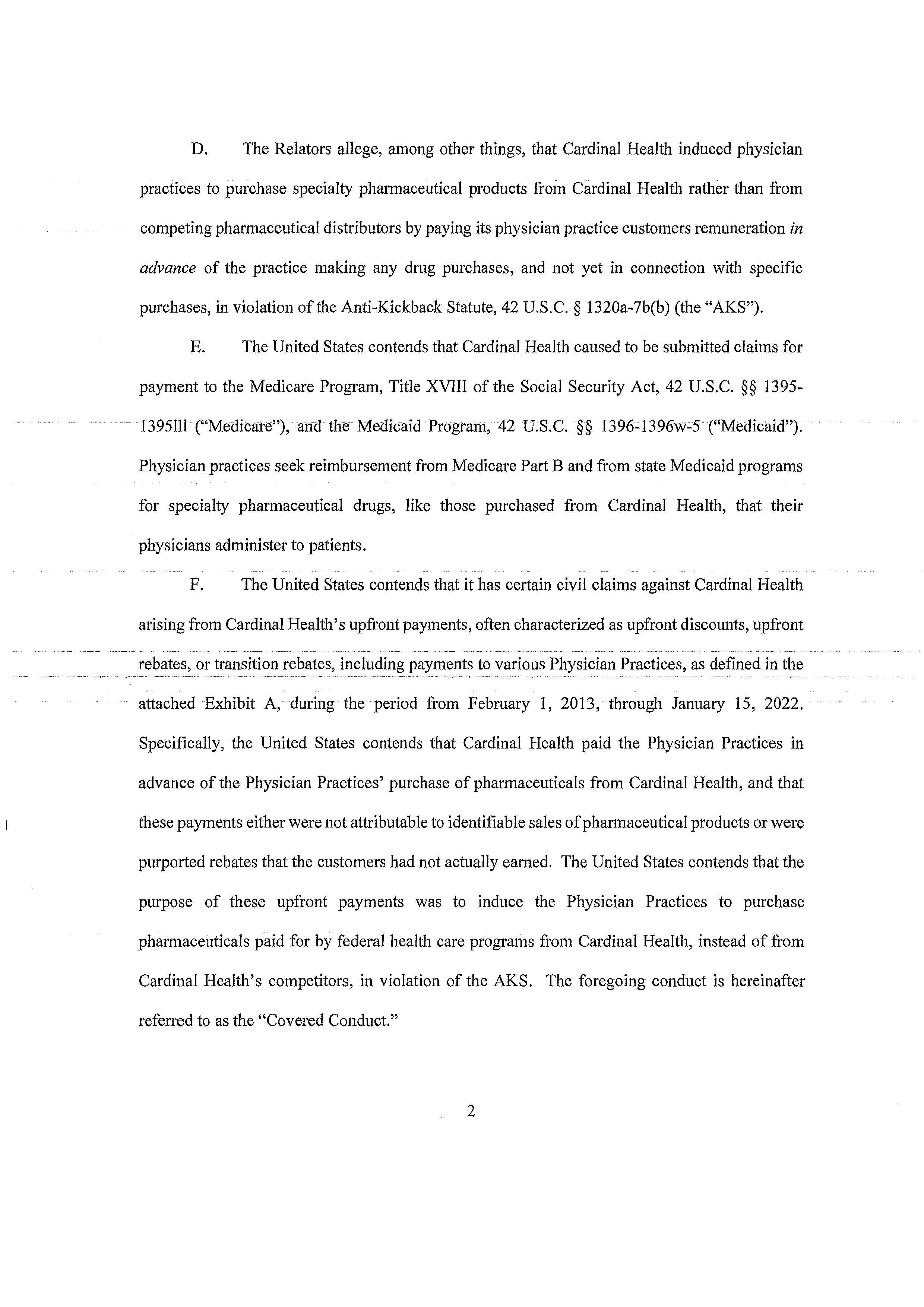 Cardinal Health Settlement Agreement — page 2