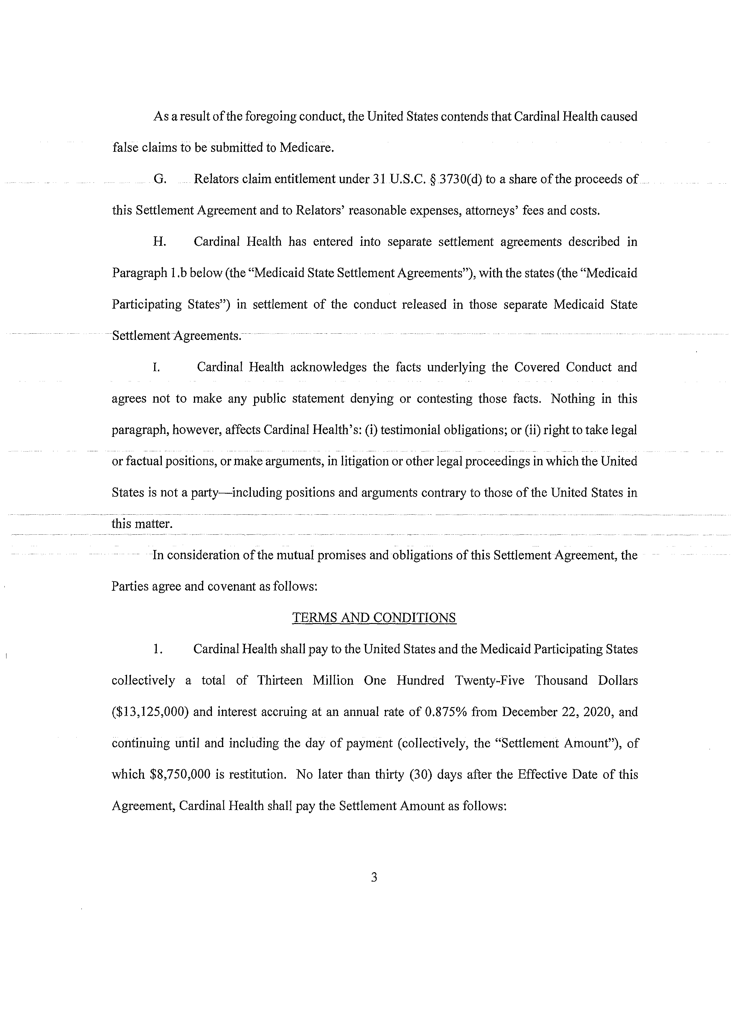 Cardinal Health Settlement Agreement — page 3