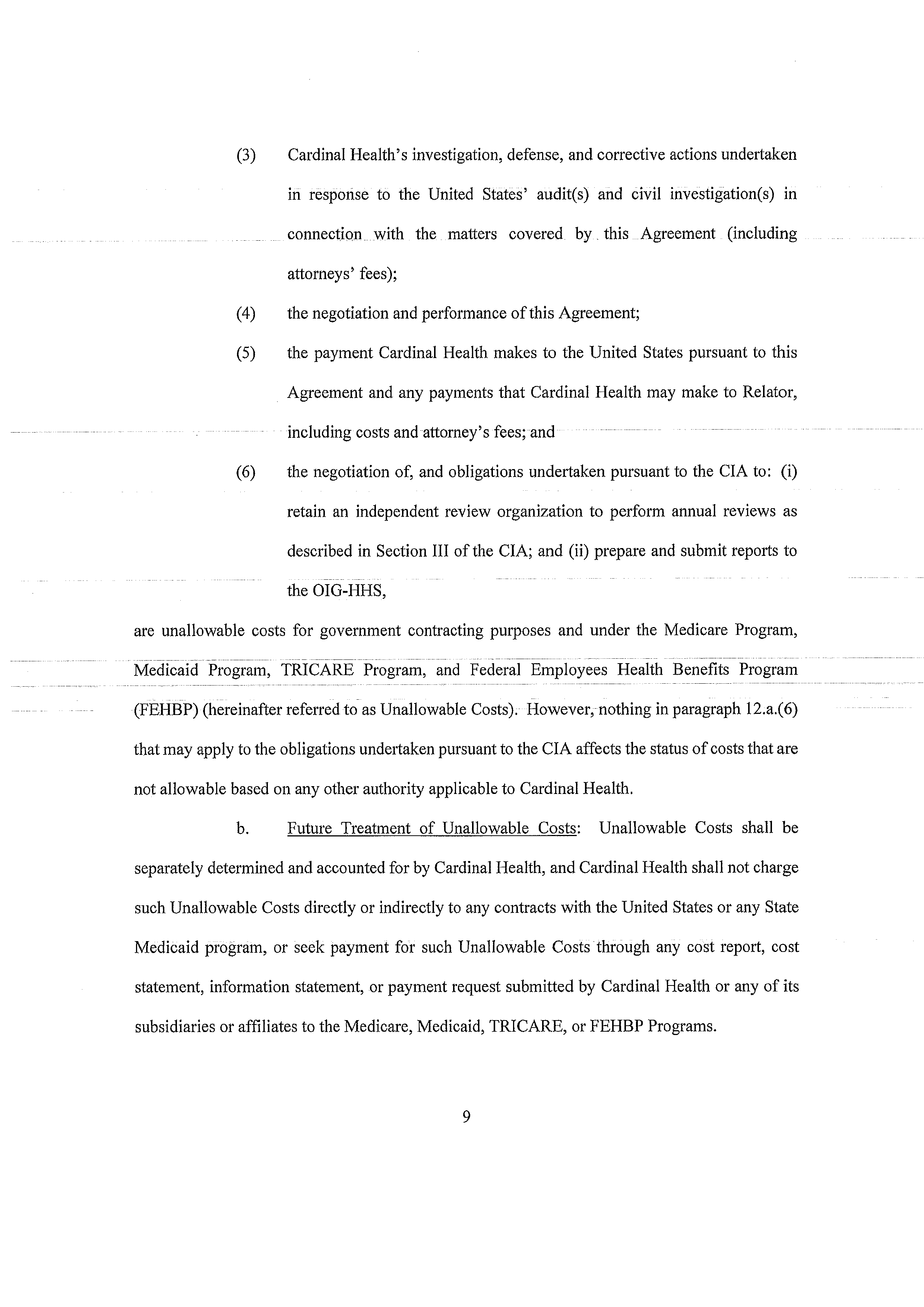 Cardinal Health Settlement Agreement — page 9