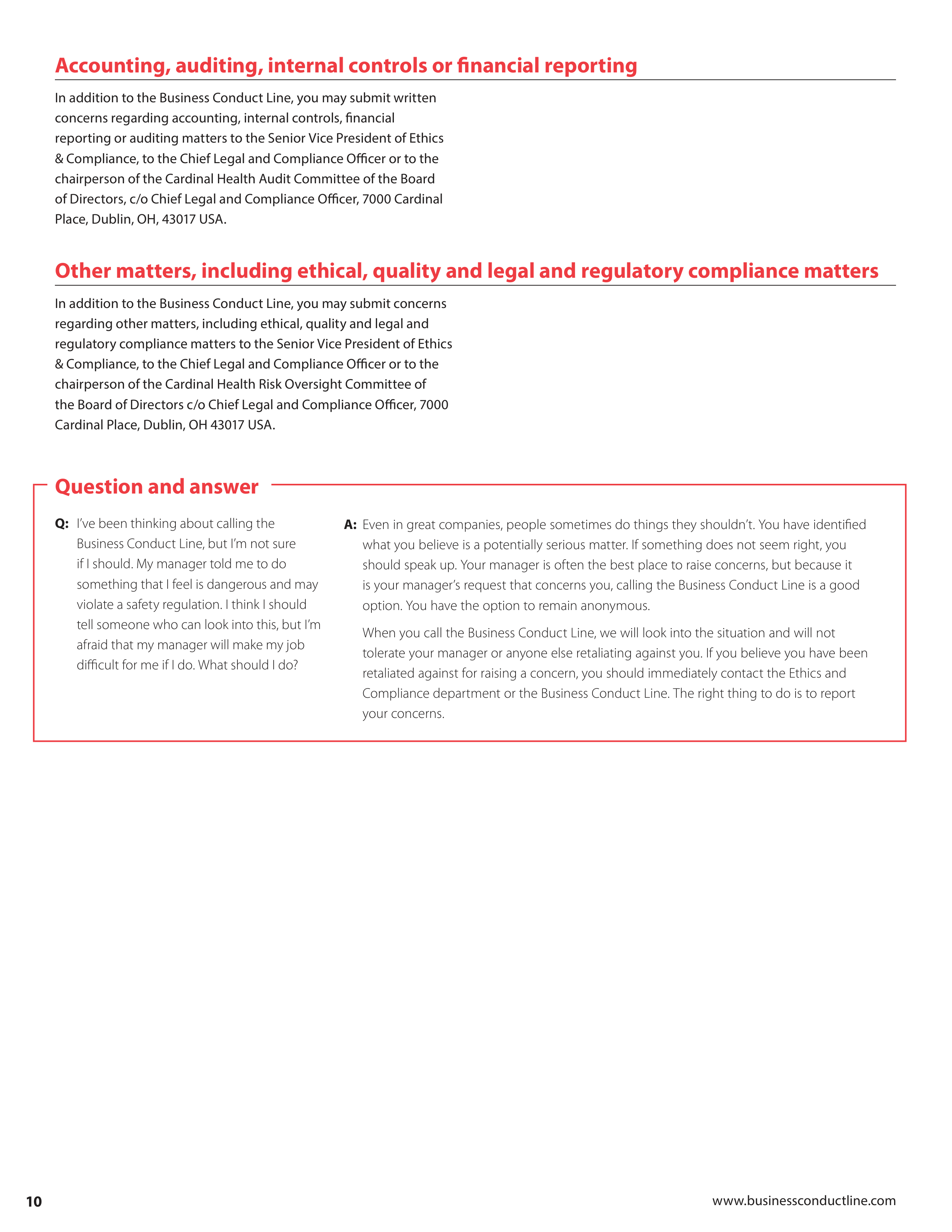 Cardinal Health Standards of Business Conduct Handbook — page 11