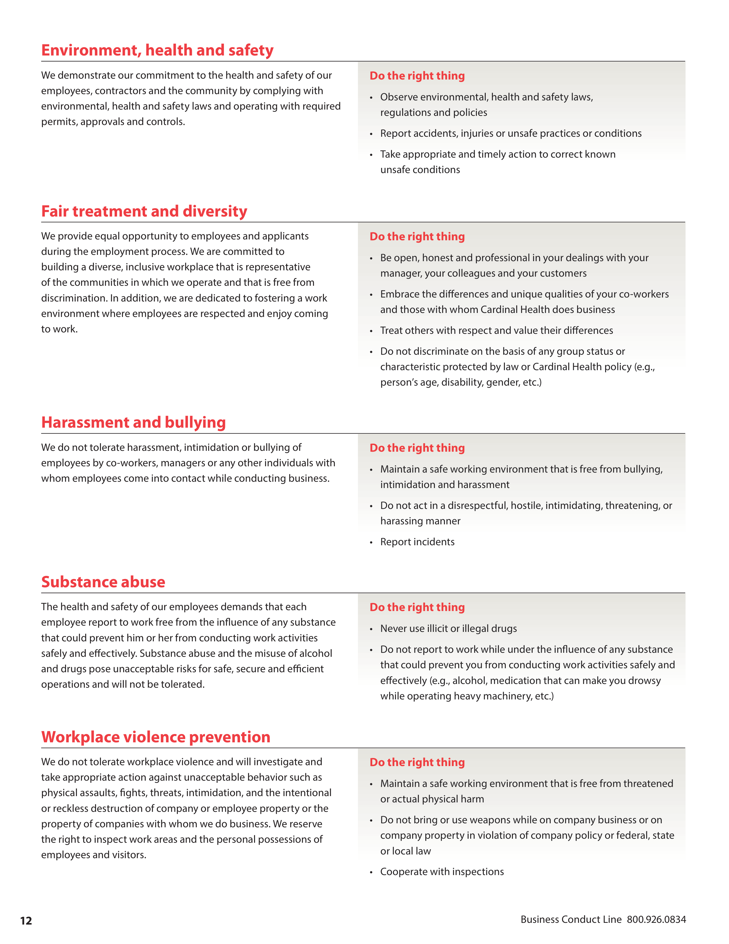 Cardinal Health Standards of Business Conduct Handbook — page 13