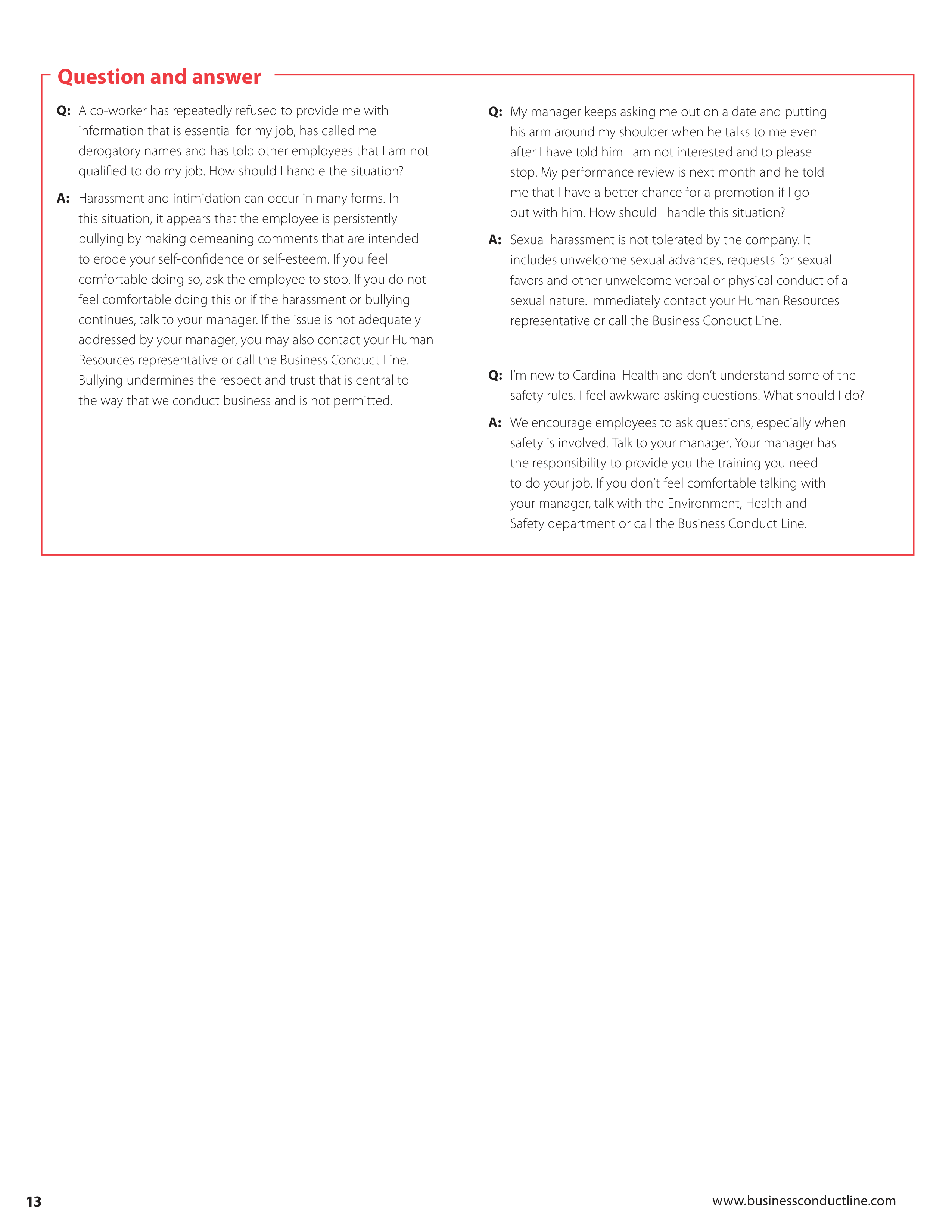 Cardinal Health Standards of Business Conduct Handbook — page 14