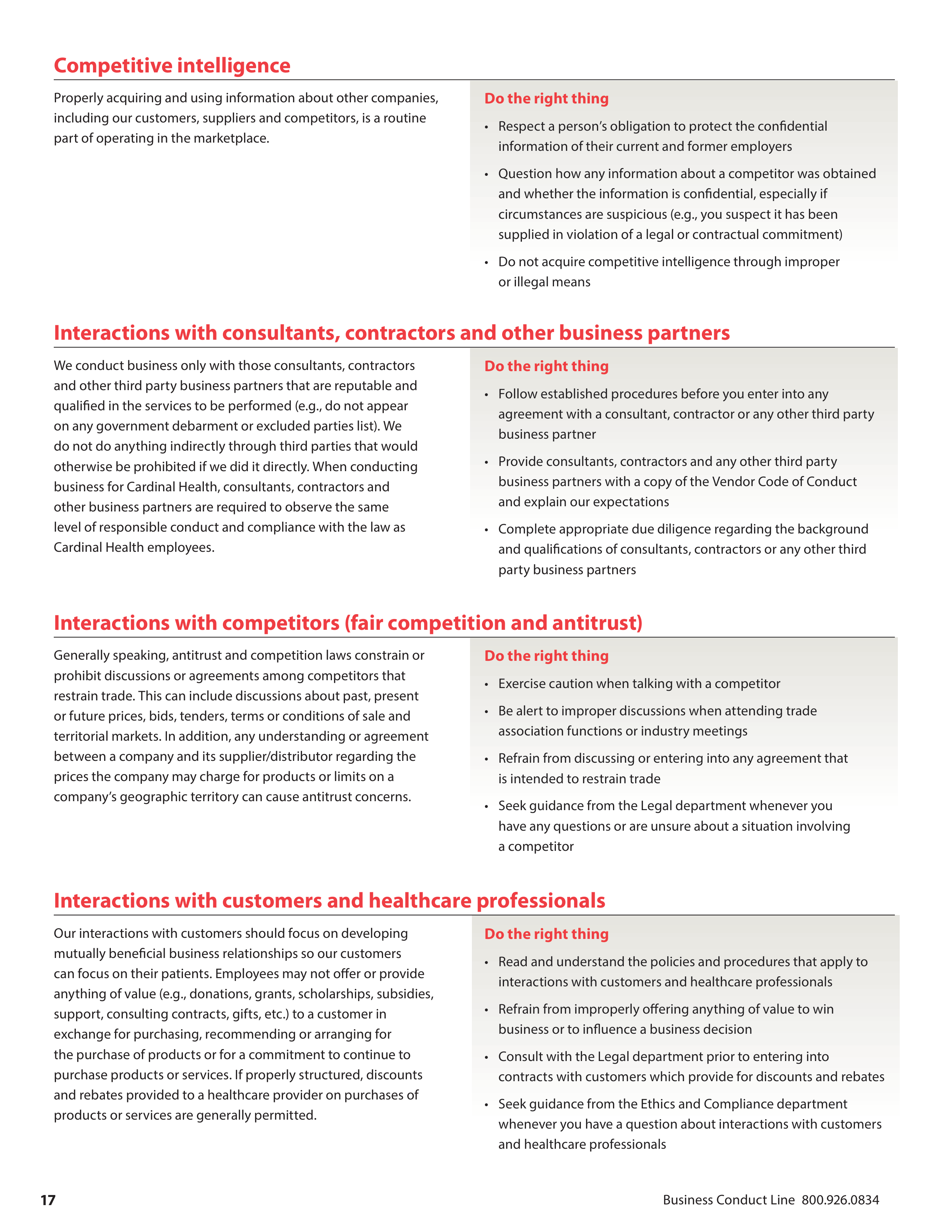 Cardinal Health Standards of Business Conduct Handbook — page 18
