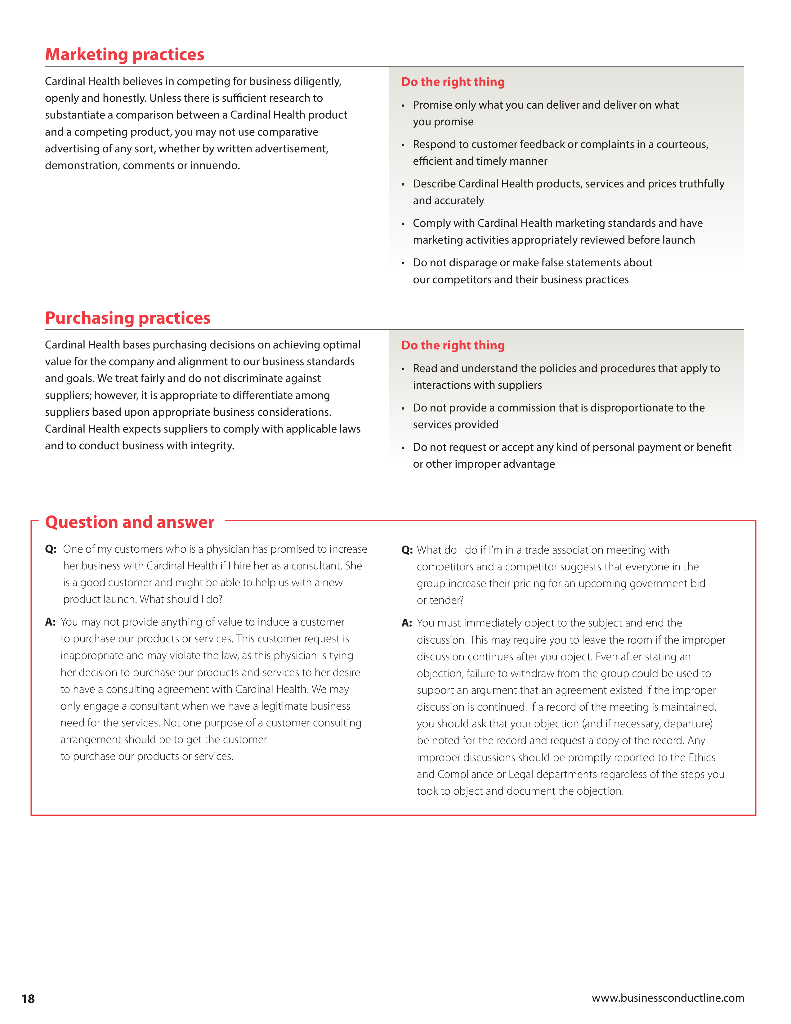 Cardinal Health Standards of Business Conduct Handbook — page 19