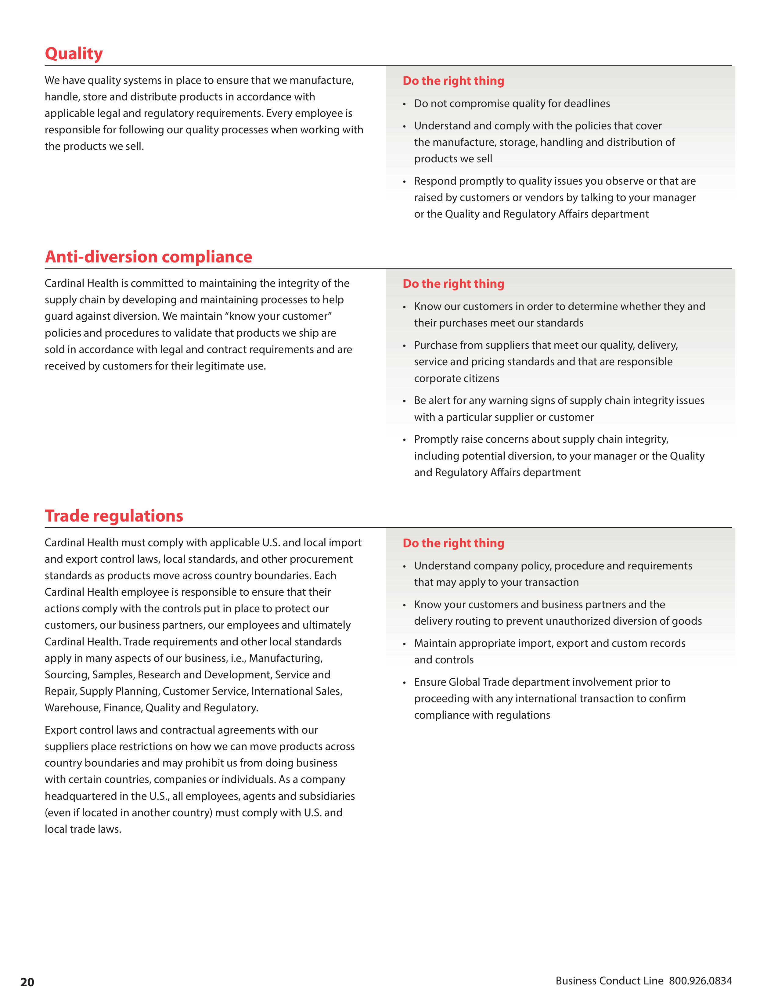 Cardinal Health Standards of Business Conduct Handbook — page 21