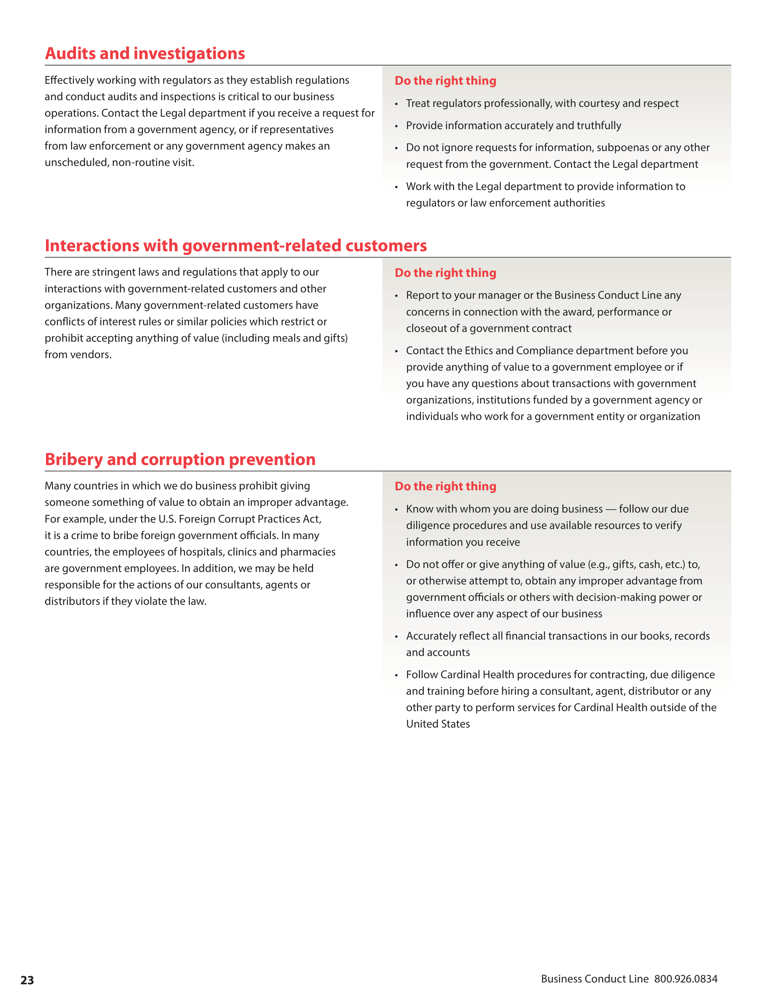 Cardinal Health Standards of Business Conduct Handbook — page 24