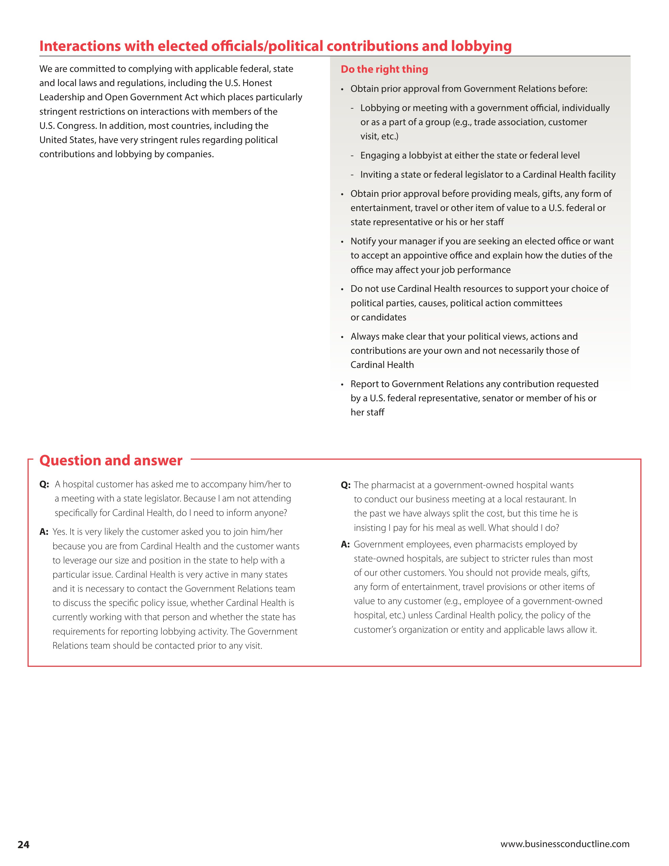 Cardinal Health Standards of Business Conduct Handbook — page 25