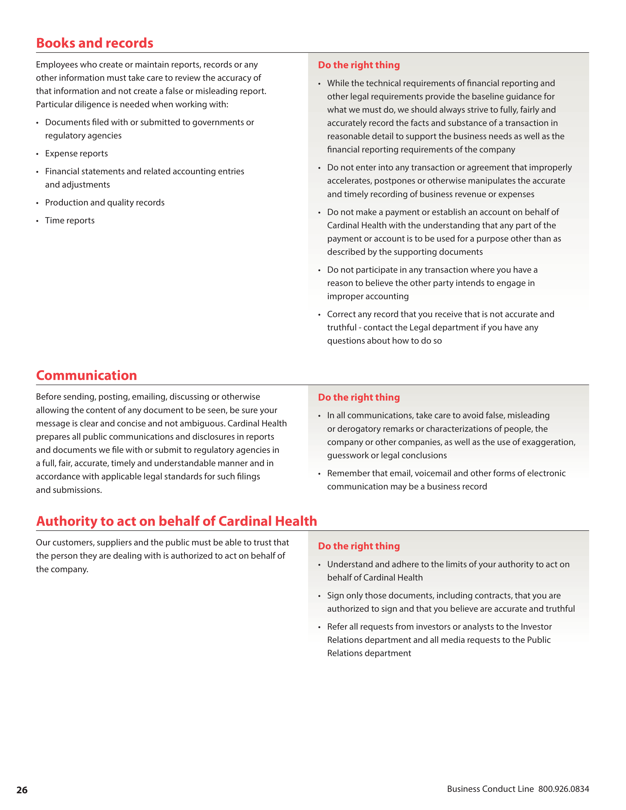 Cardinal Health Standards of Business Conduct Handbook — page 27