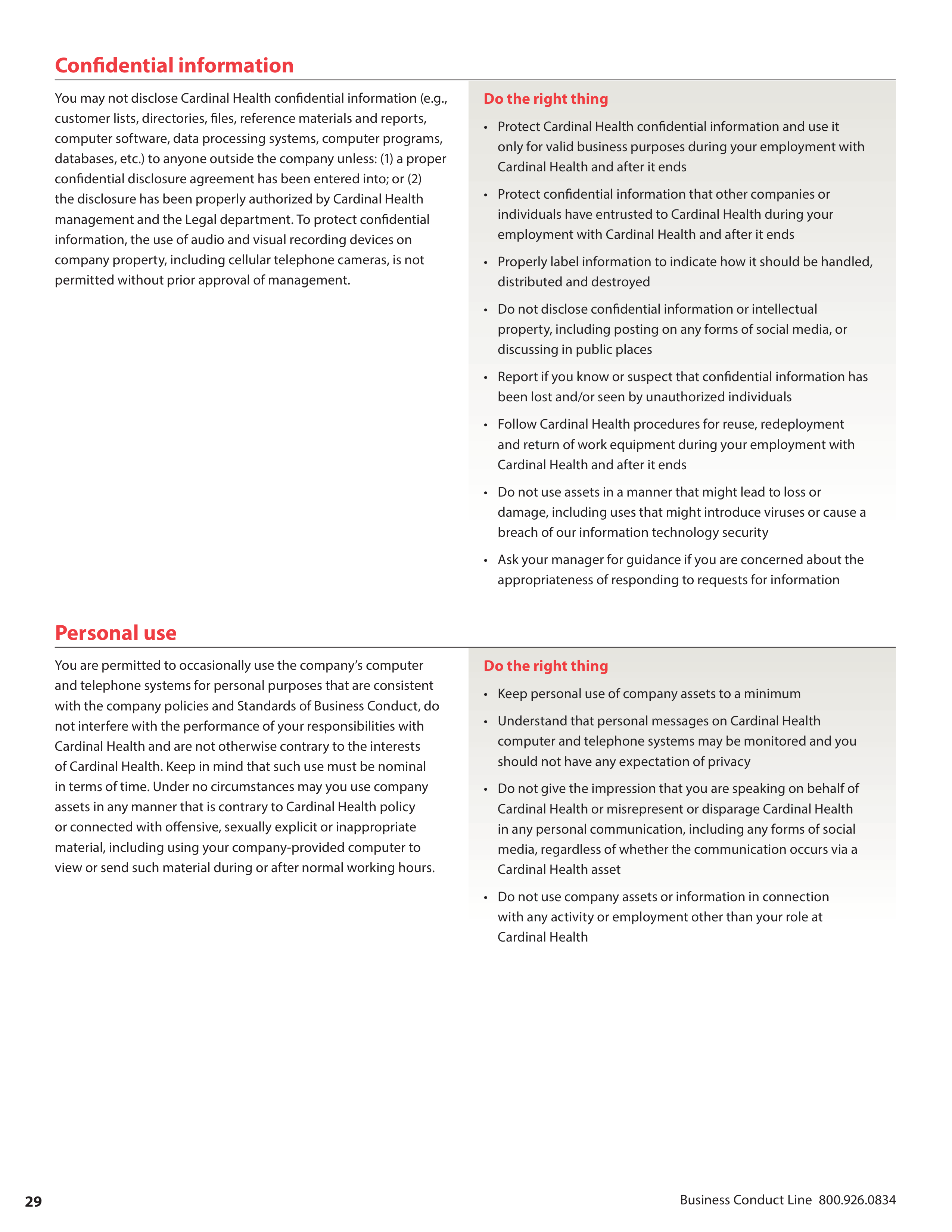 Cardinal Health Standards of Business Conduct Handbook — page 30