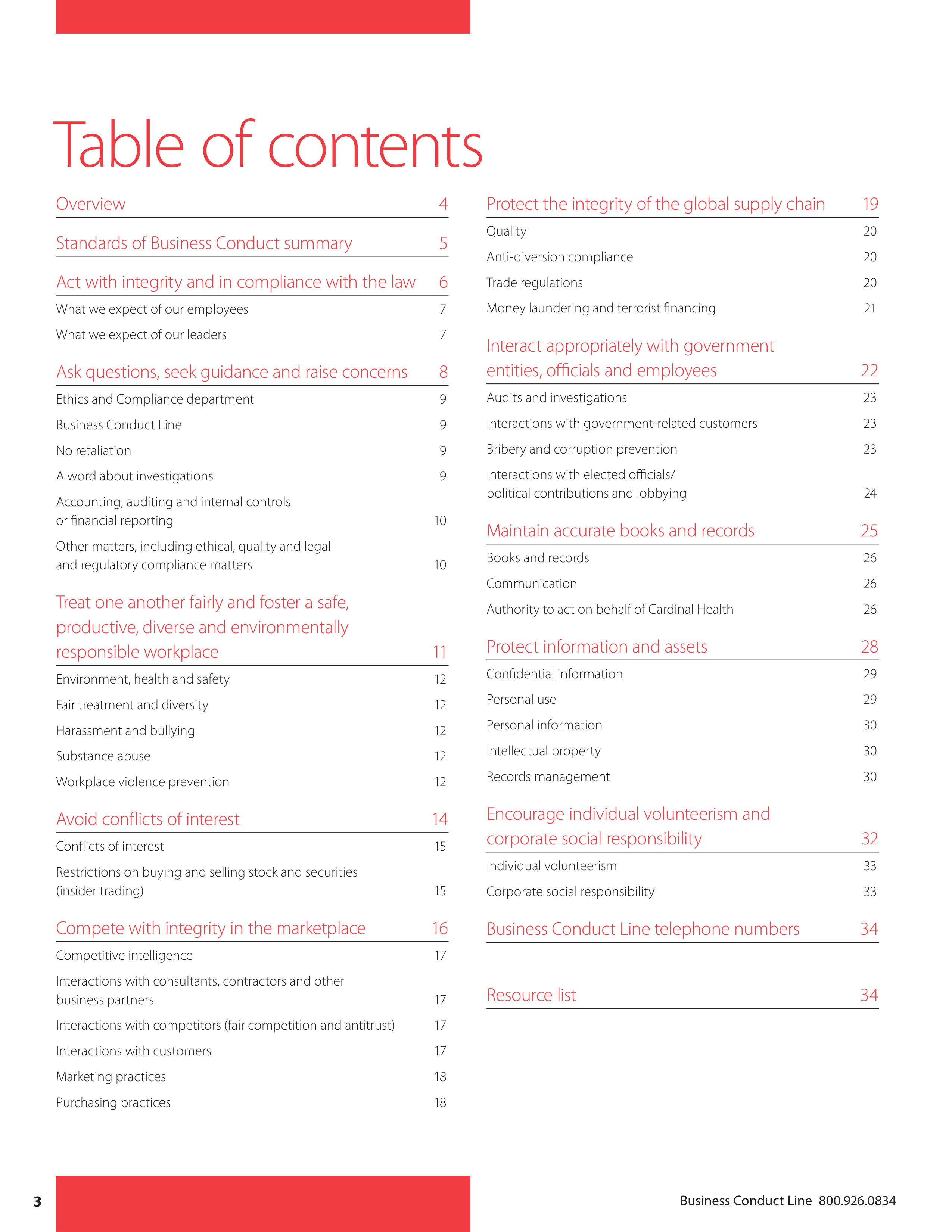 Cardinal Health Standards of Business Conduct Handbook — page 4