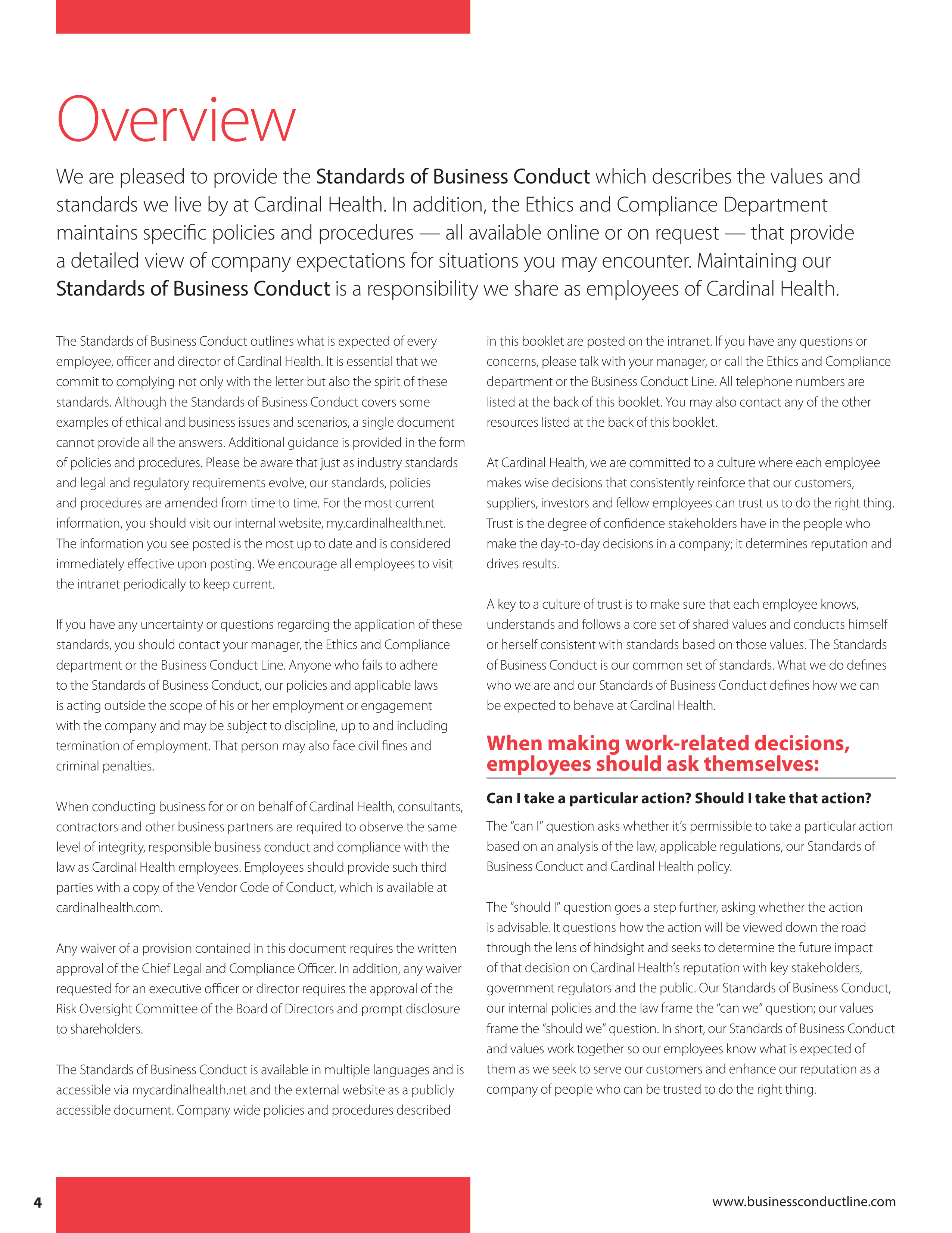Cardinal Health Standards of Business Conduct Handbook — page 5