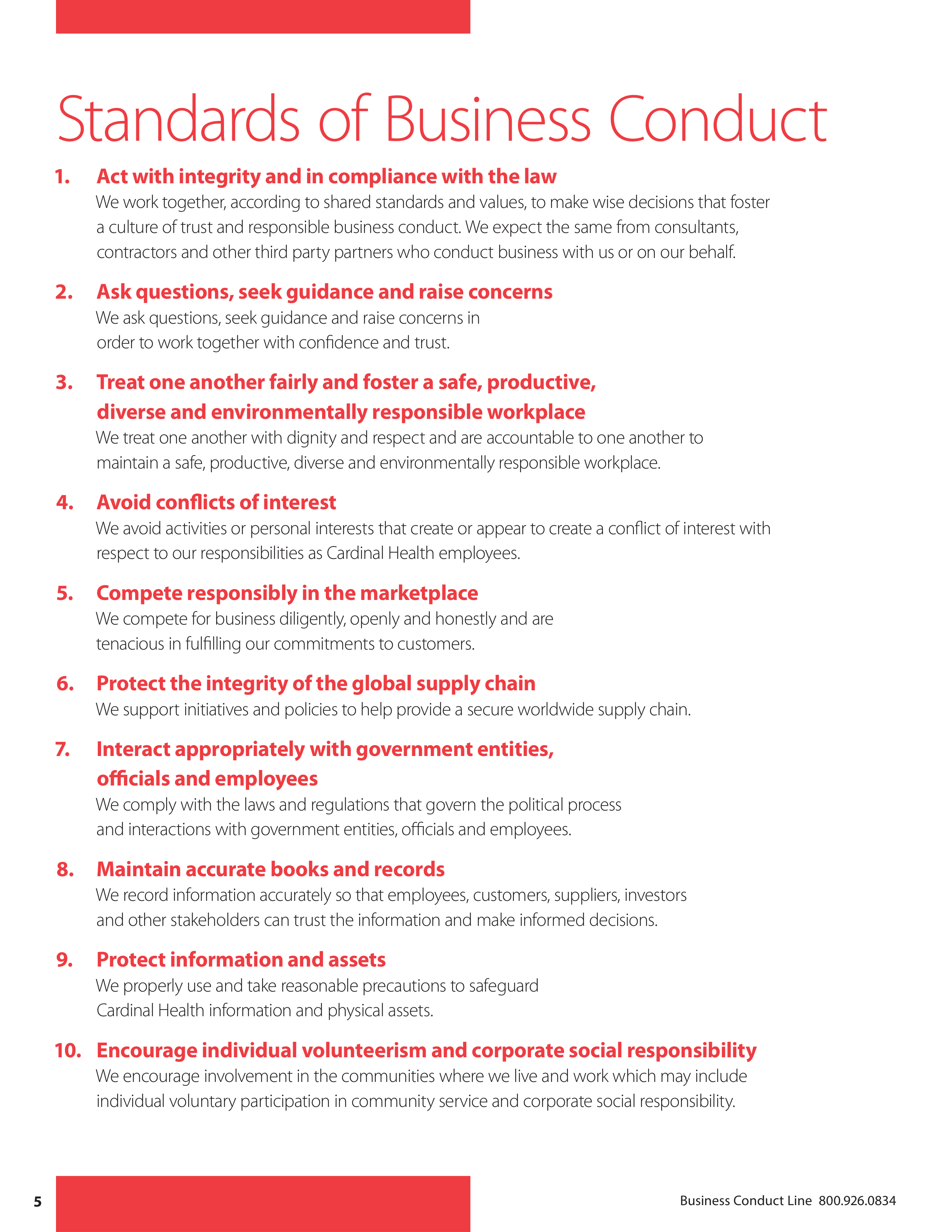 Cardinal Health Standards of Business Conduct Handbook — page 6