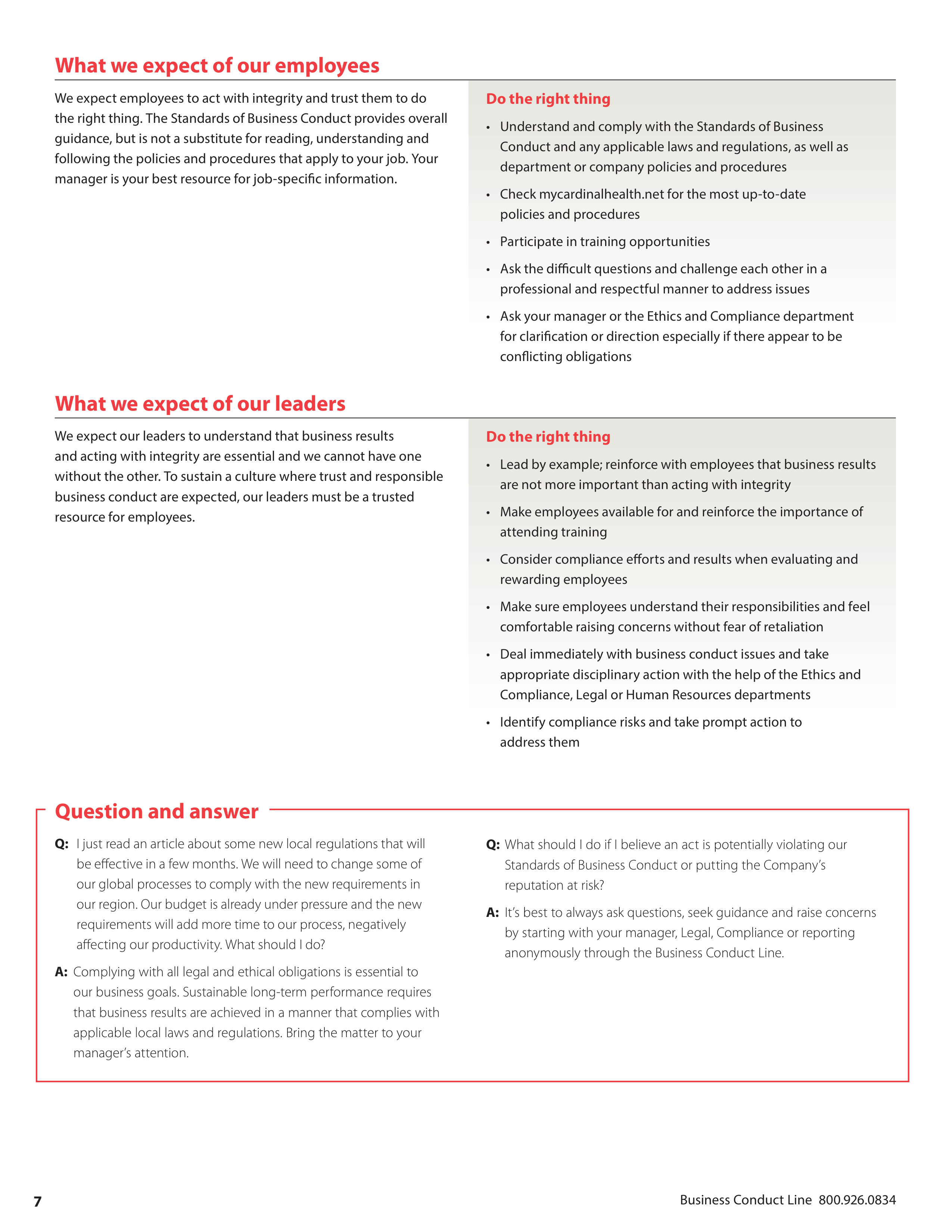 Cardinal Health Standards of Business Conduct Handbook — page 8