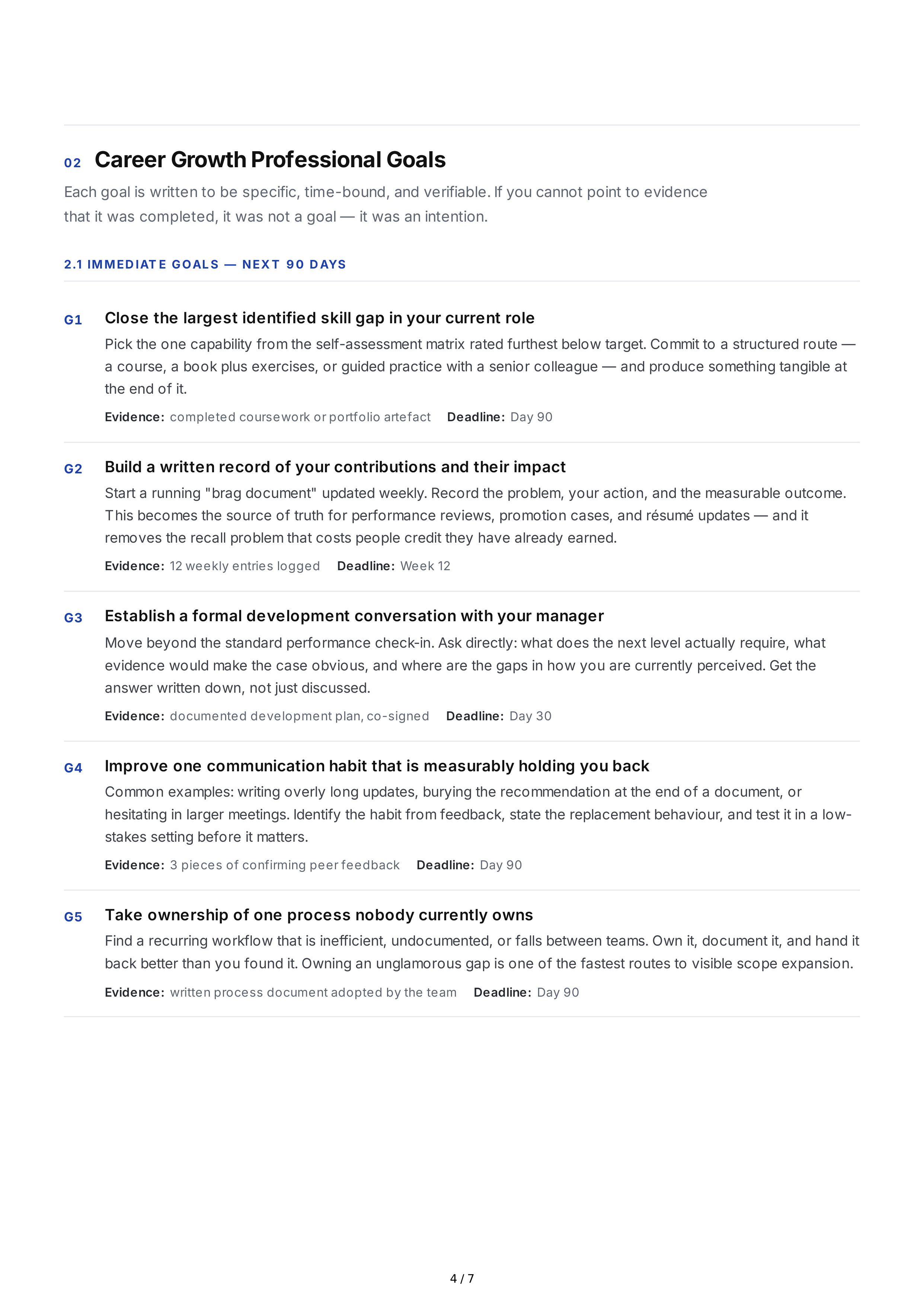 Career Advancement Professional Goals — page 4