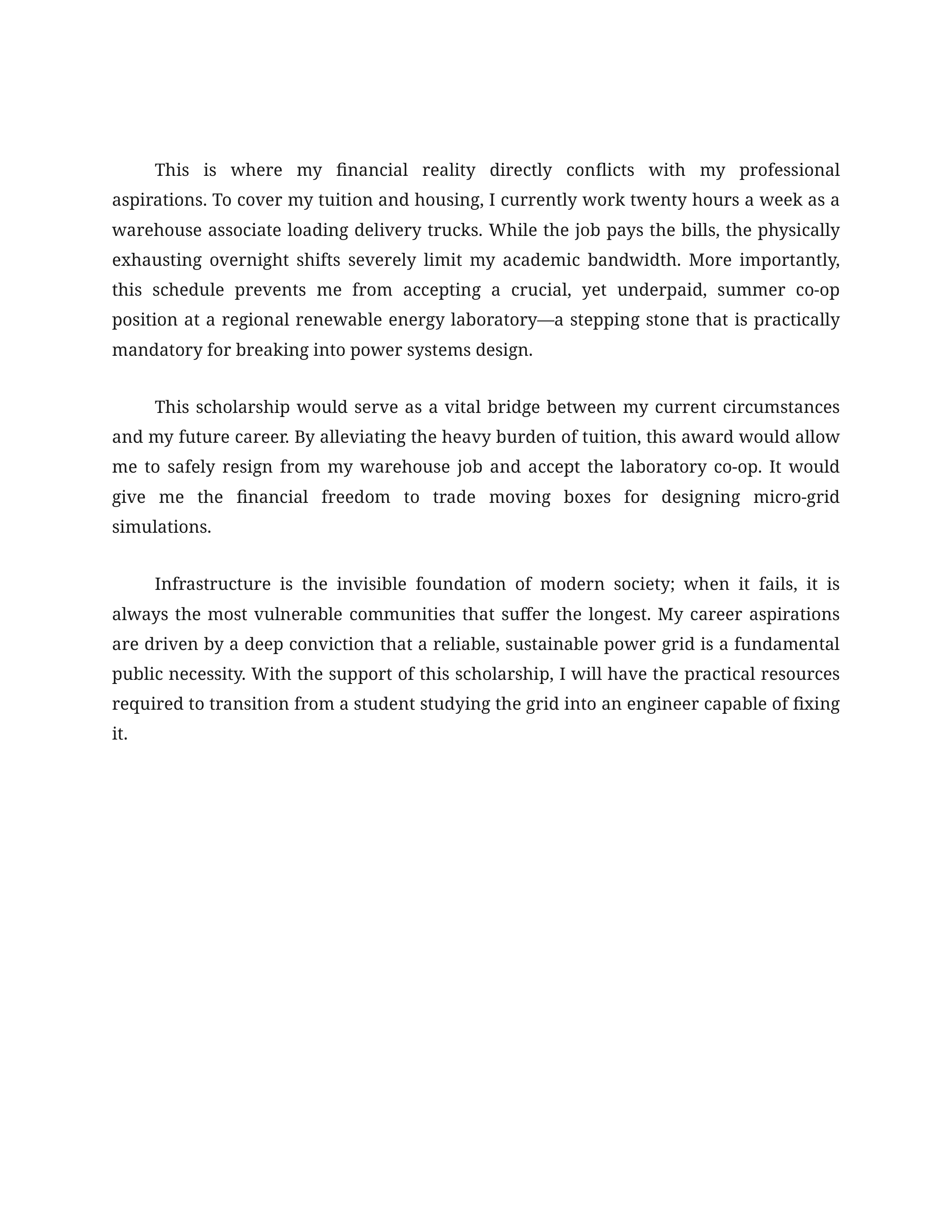 Career Aspirations Scholarship Essay — page 2