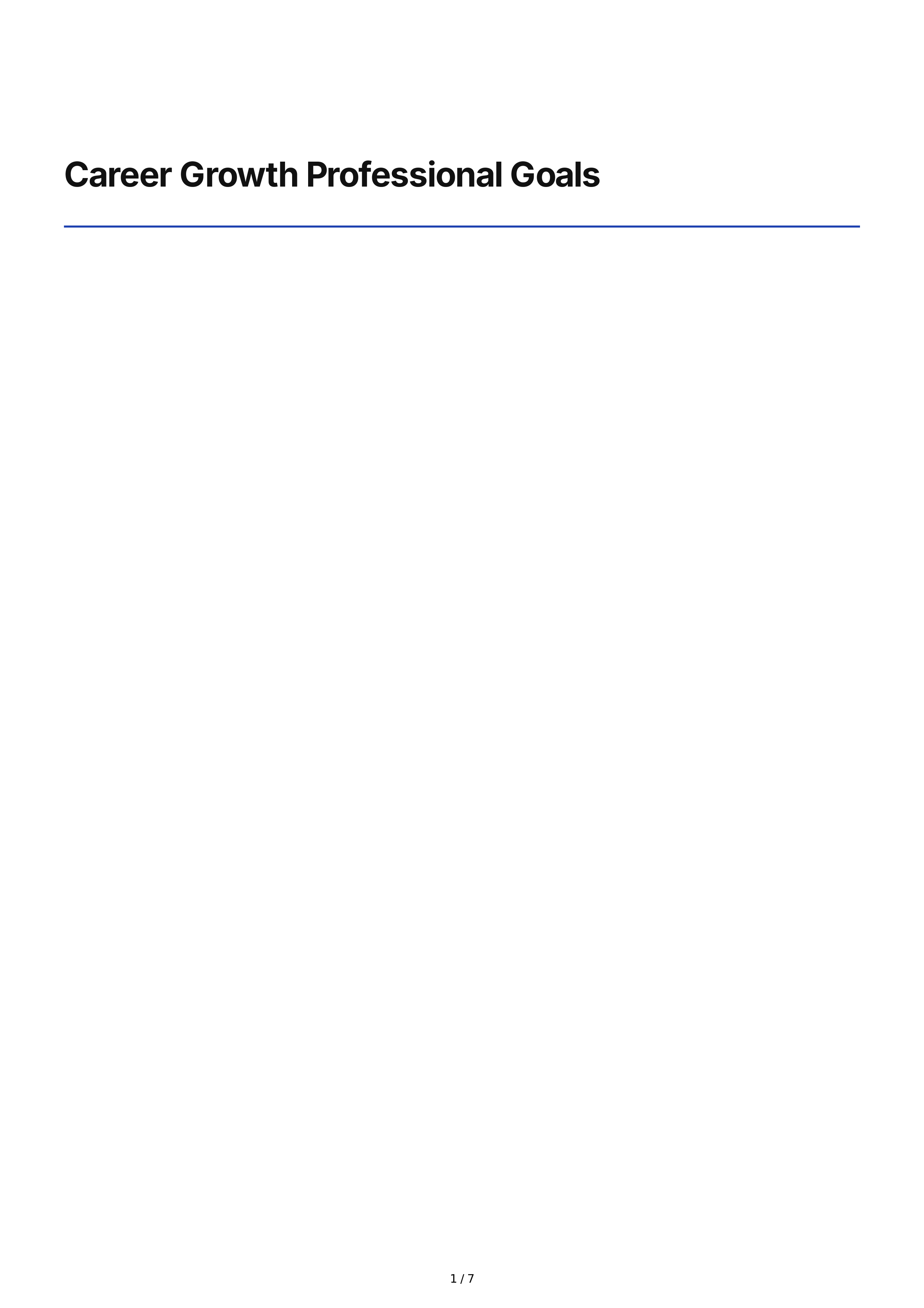 Career Growth Professional Goals — page 1
