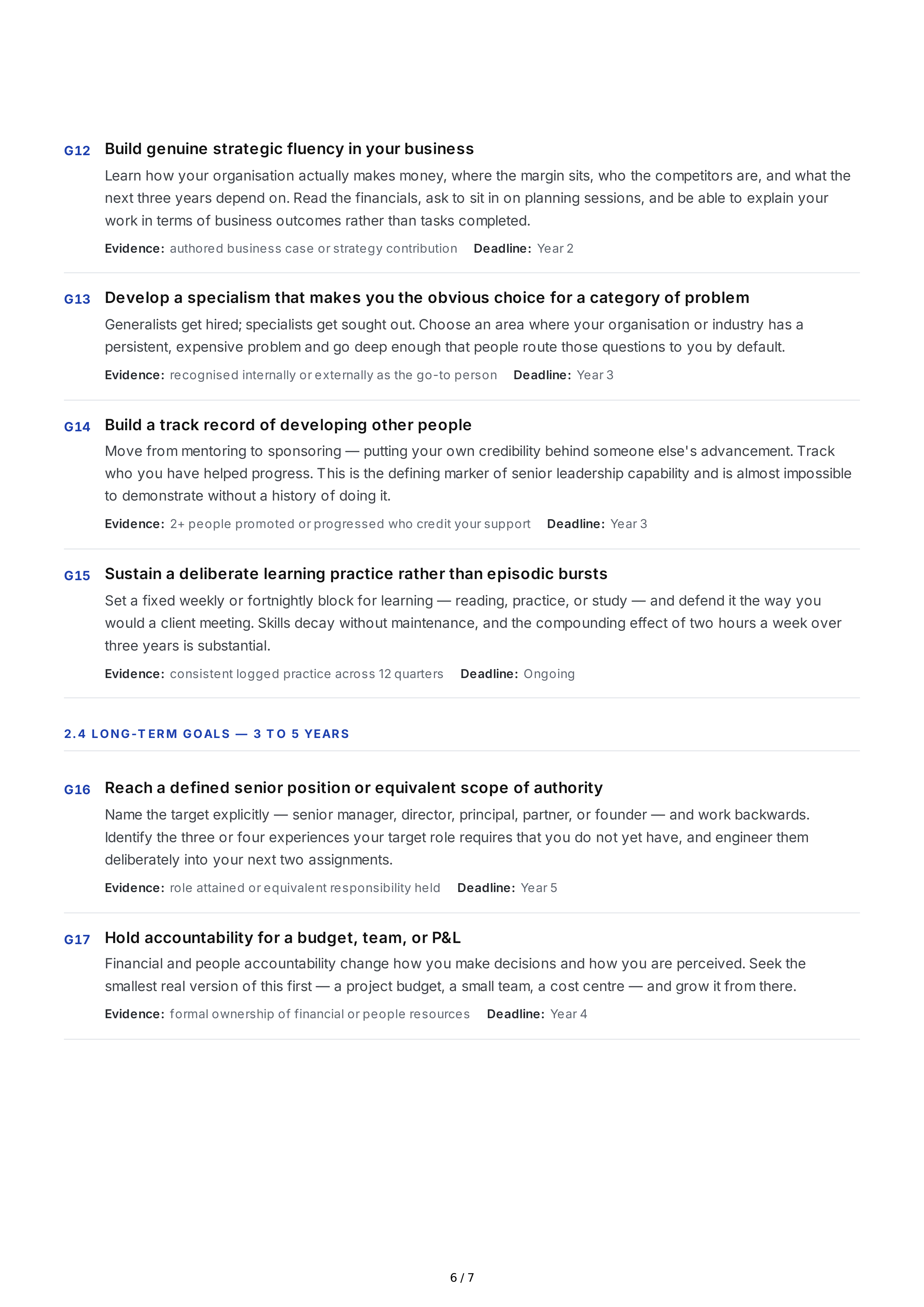 Career Growth Professional Goals — page 6