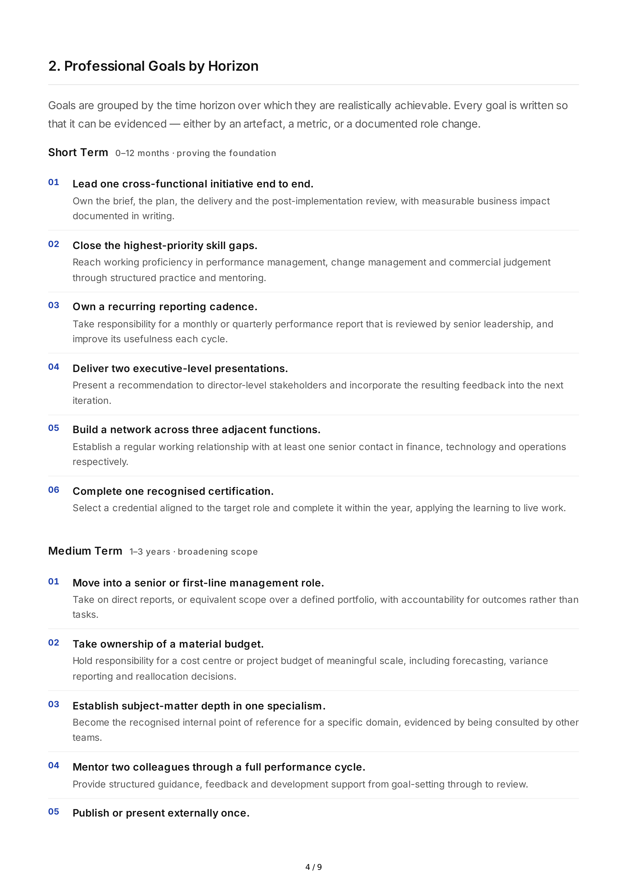 Career Opportunity Professional Goals — page 4