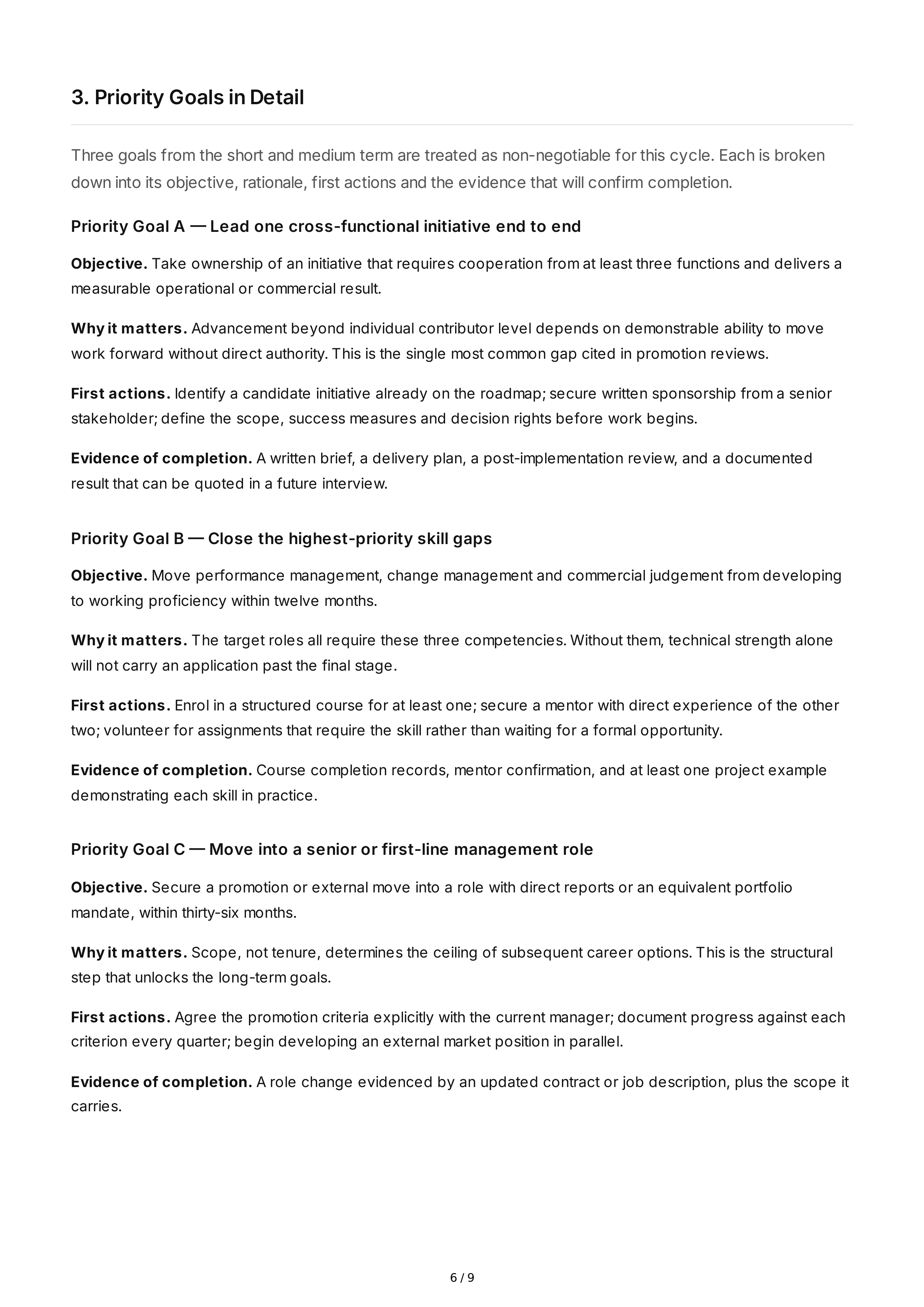 Career Opportunity Professional Goals — page 6