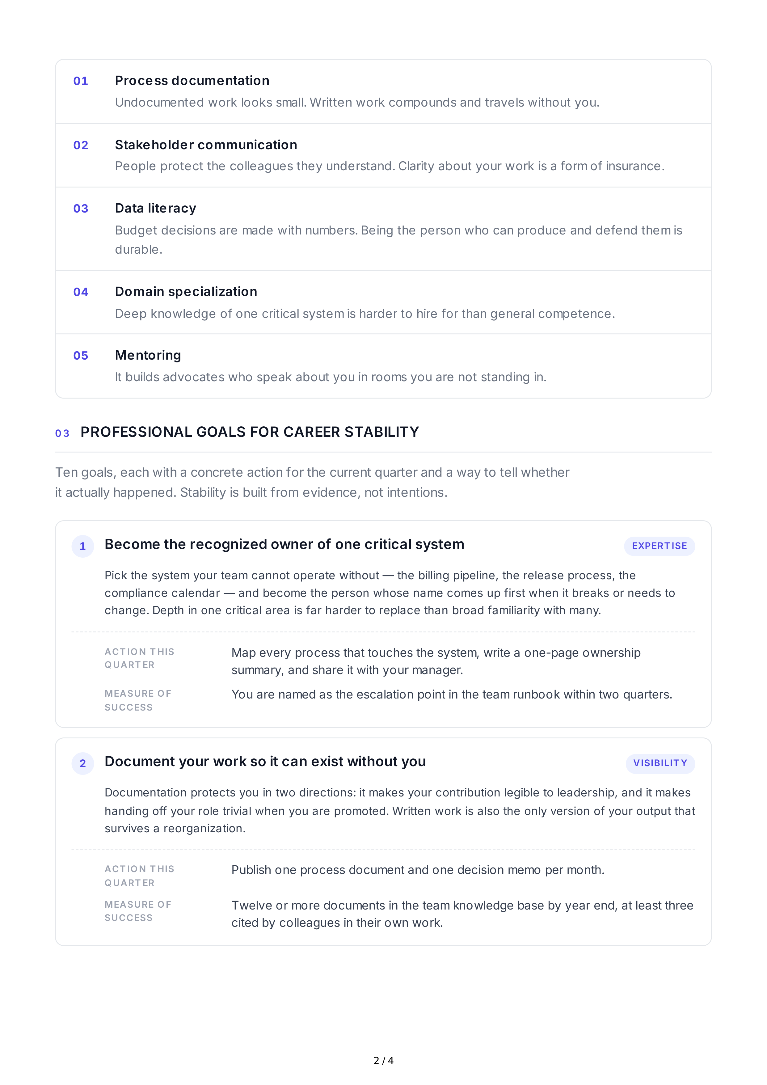 Career Stability Professional Goals — page 2