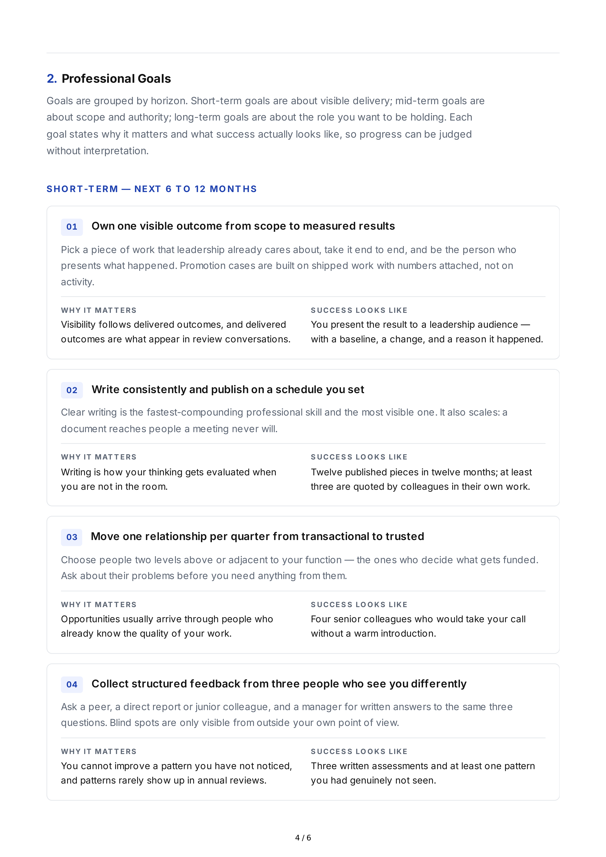 Career Success Professional Goals — page 4