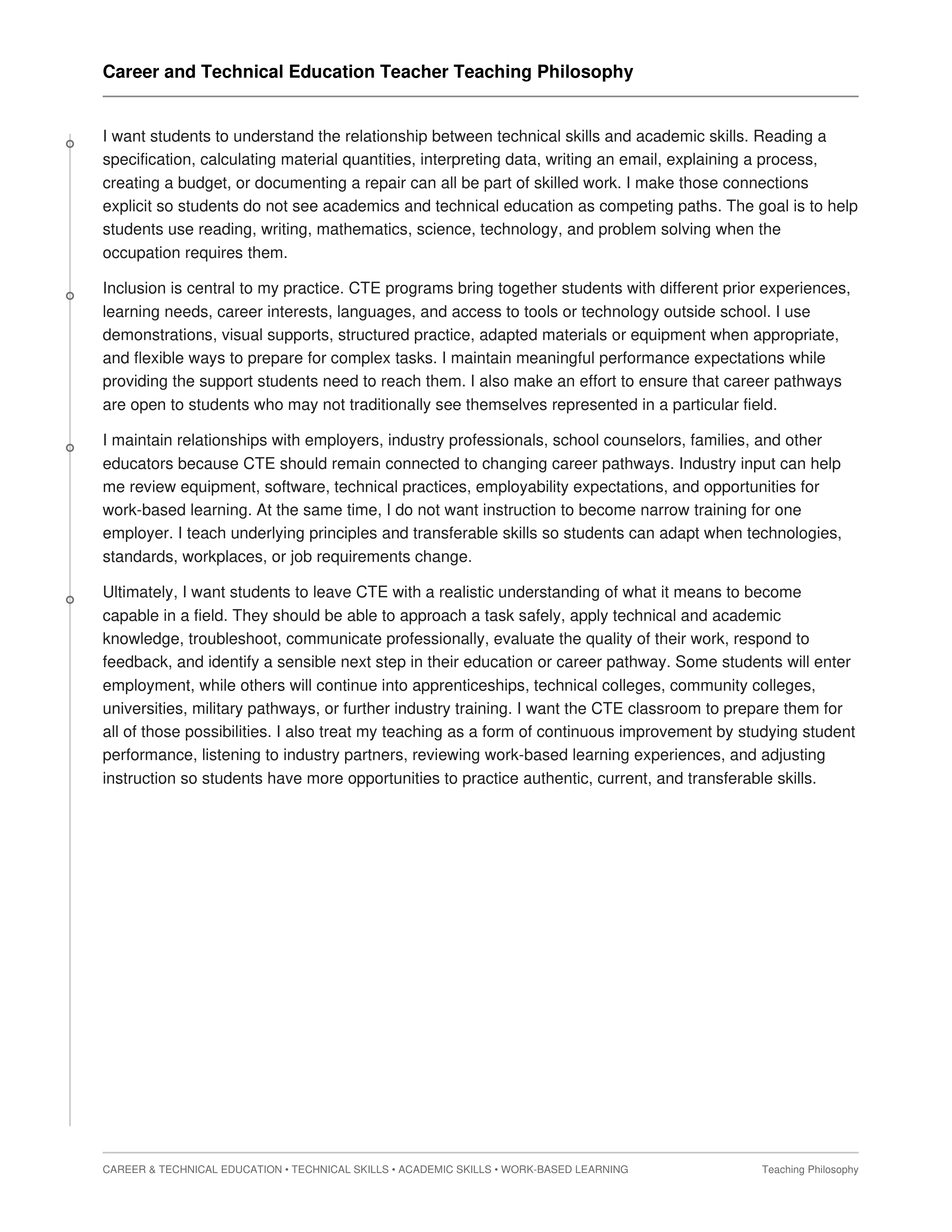 Career and Technical Education Teacher Teaching Philosophy — page 2