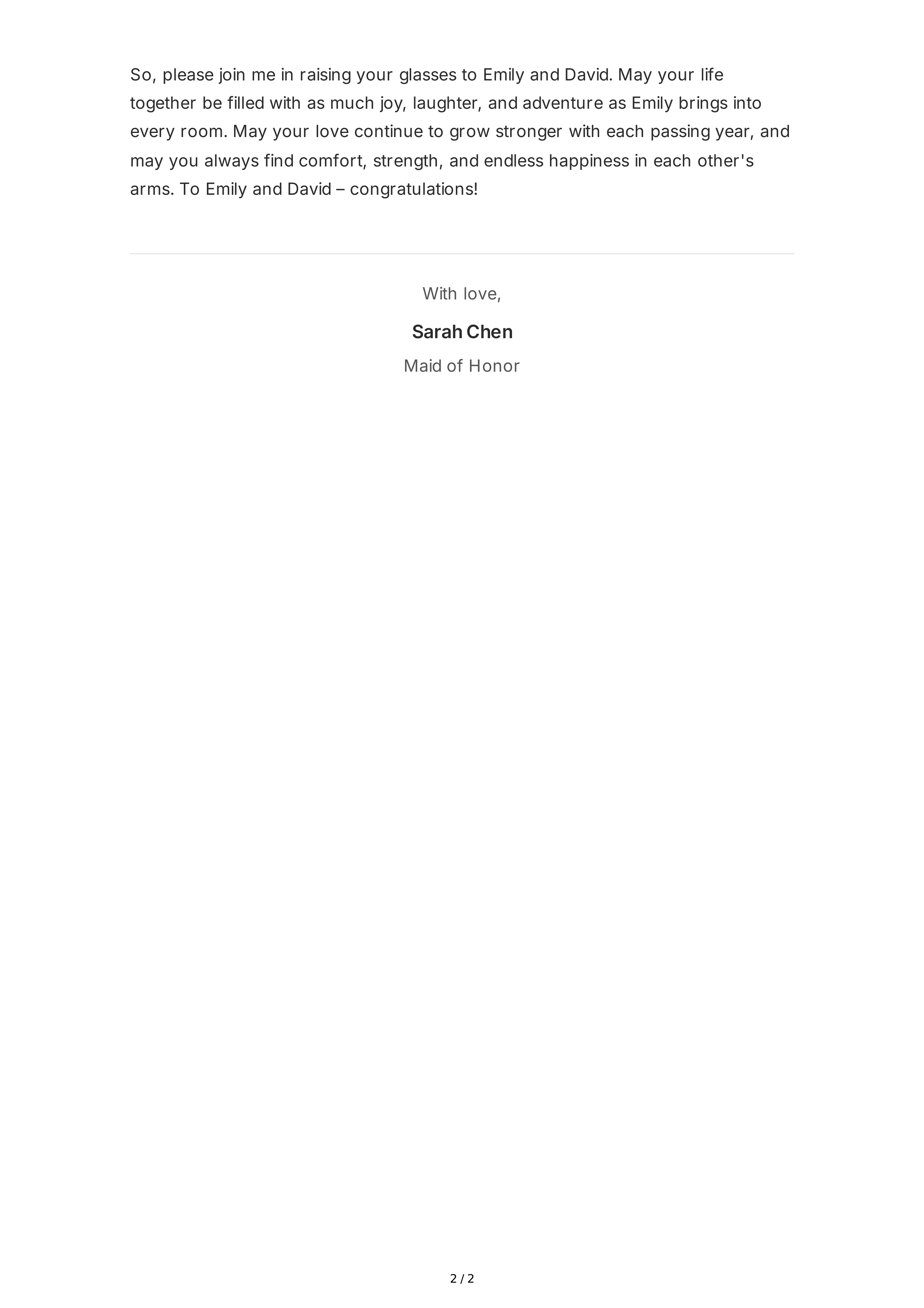 Casual Maid of Honor Speech — page 2