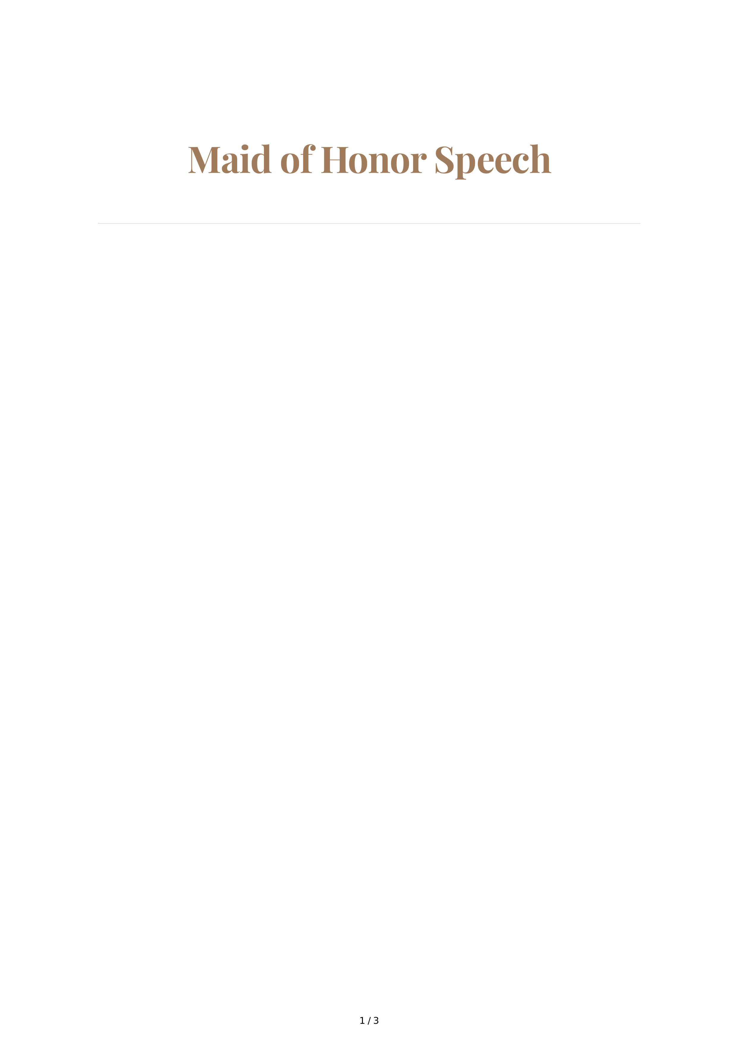 Casual Wedding Maid of Honor Speech — page 1