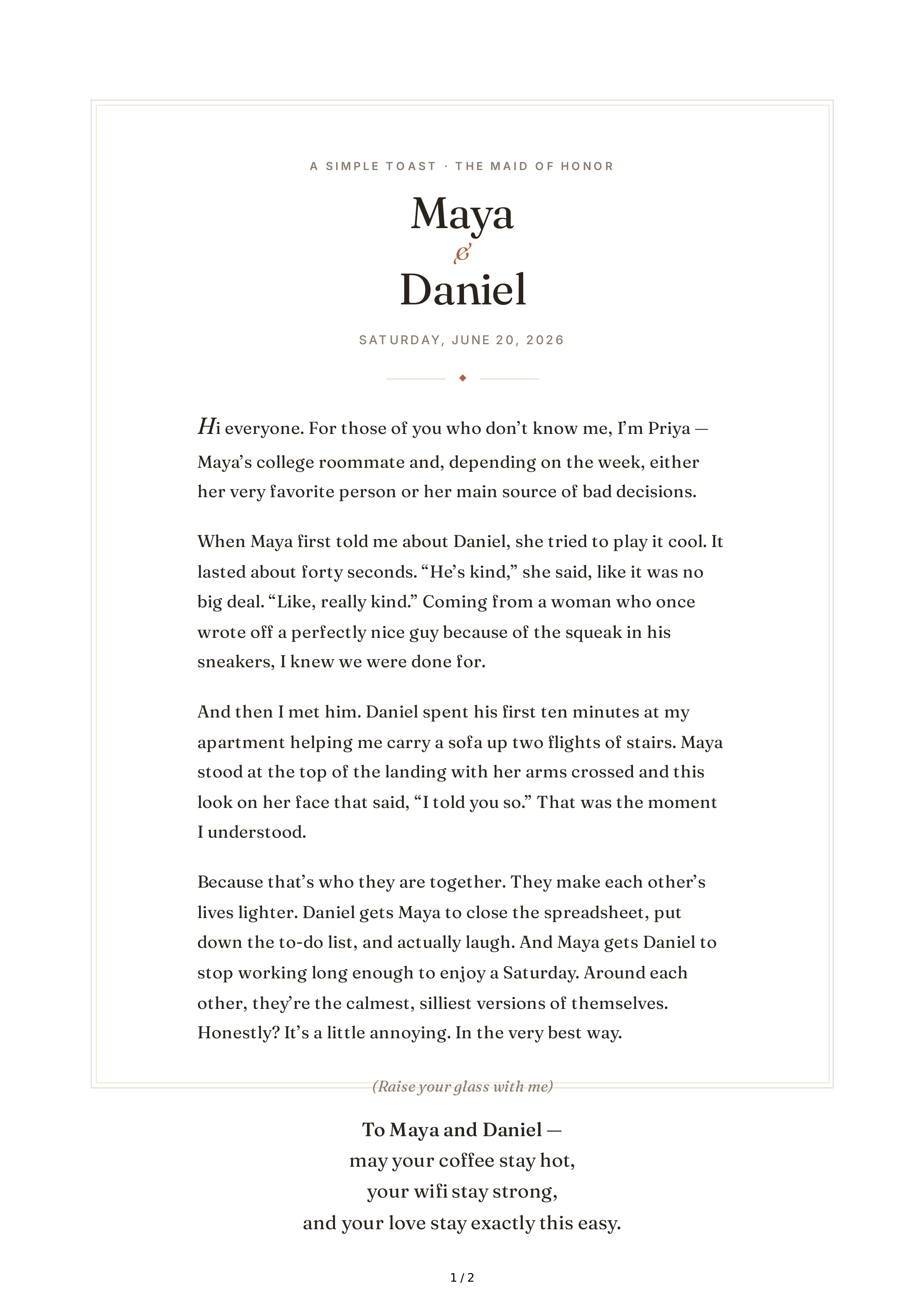 Casual Wedding Toast — page 1