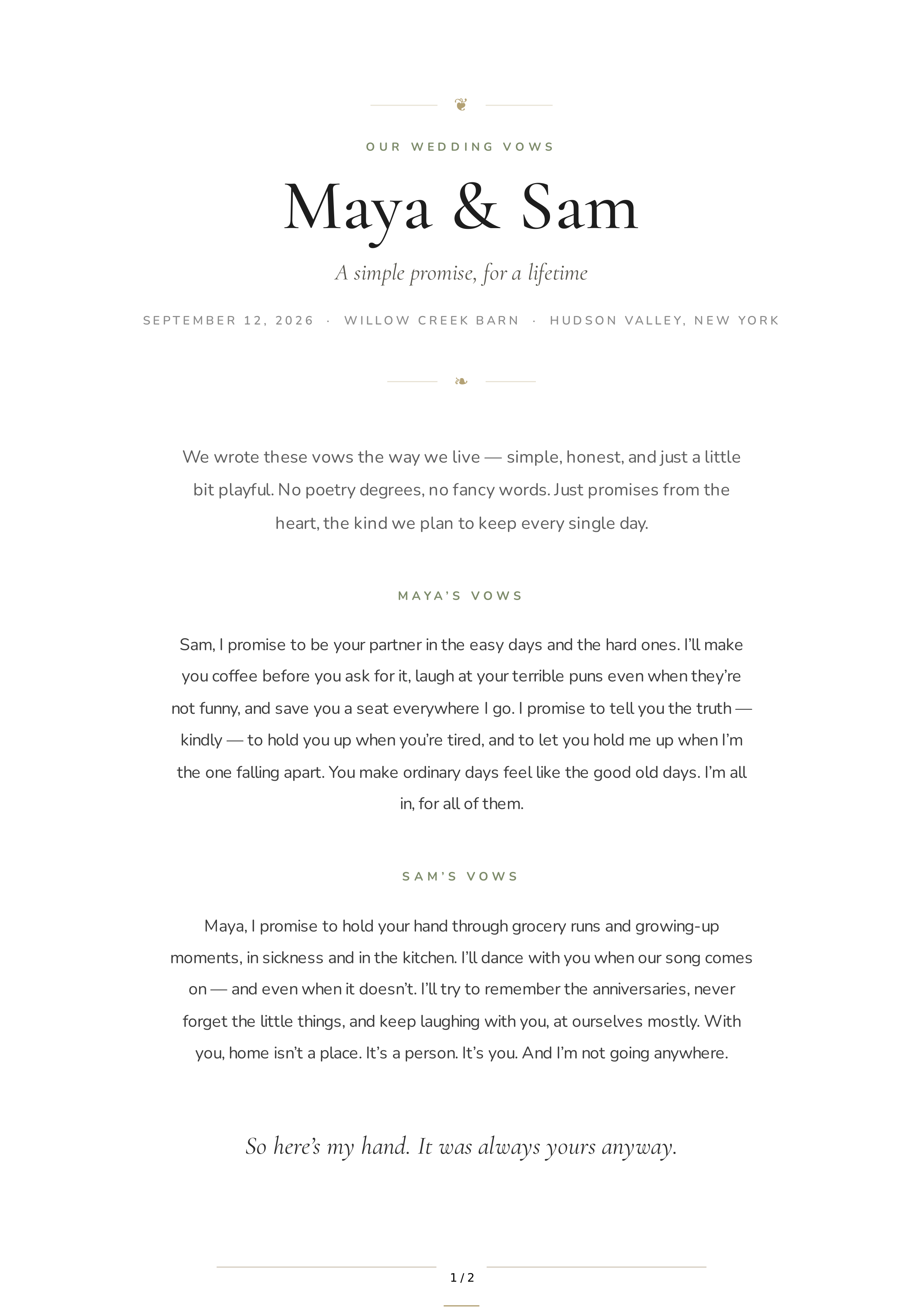 Casual Wedding Vows — page 1