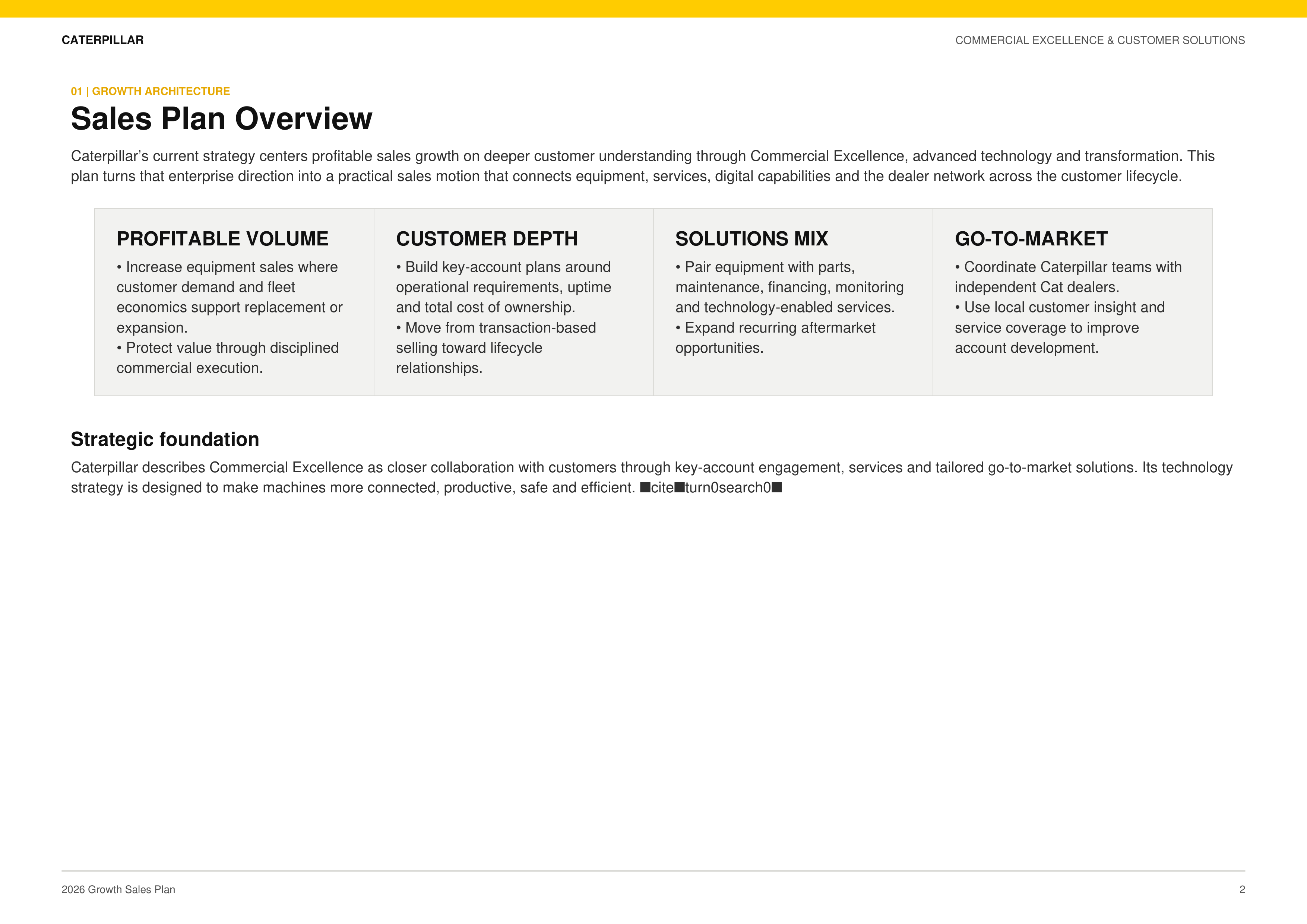 Caterpillar Commercial Excellence & Customer Solutions Growth Sales Plan — page 2