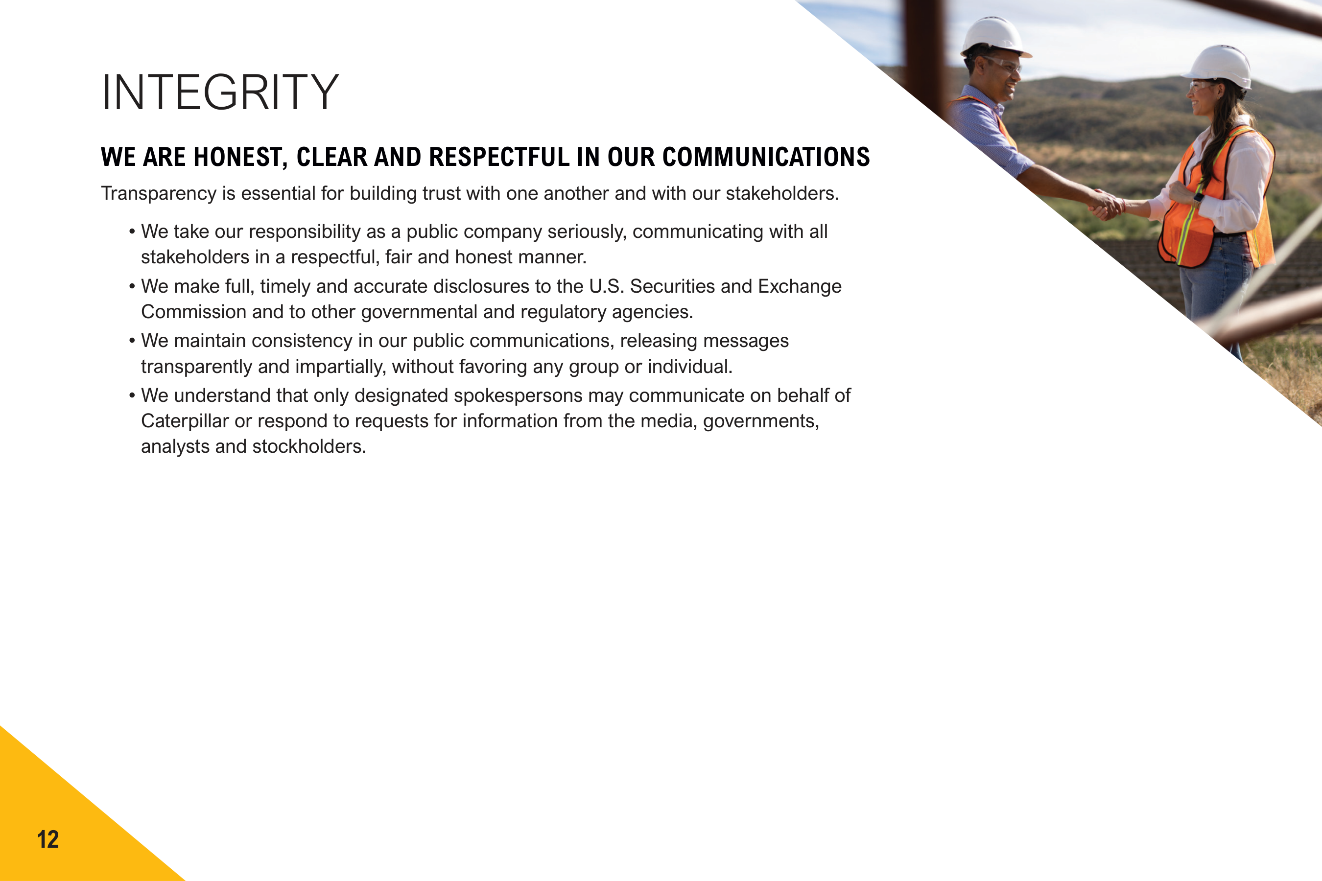 Caterpillar Company Code of Conduct Handbook — page 14