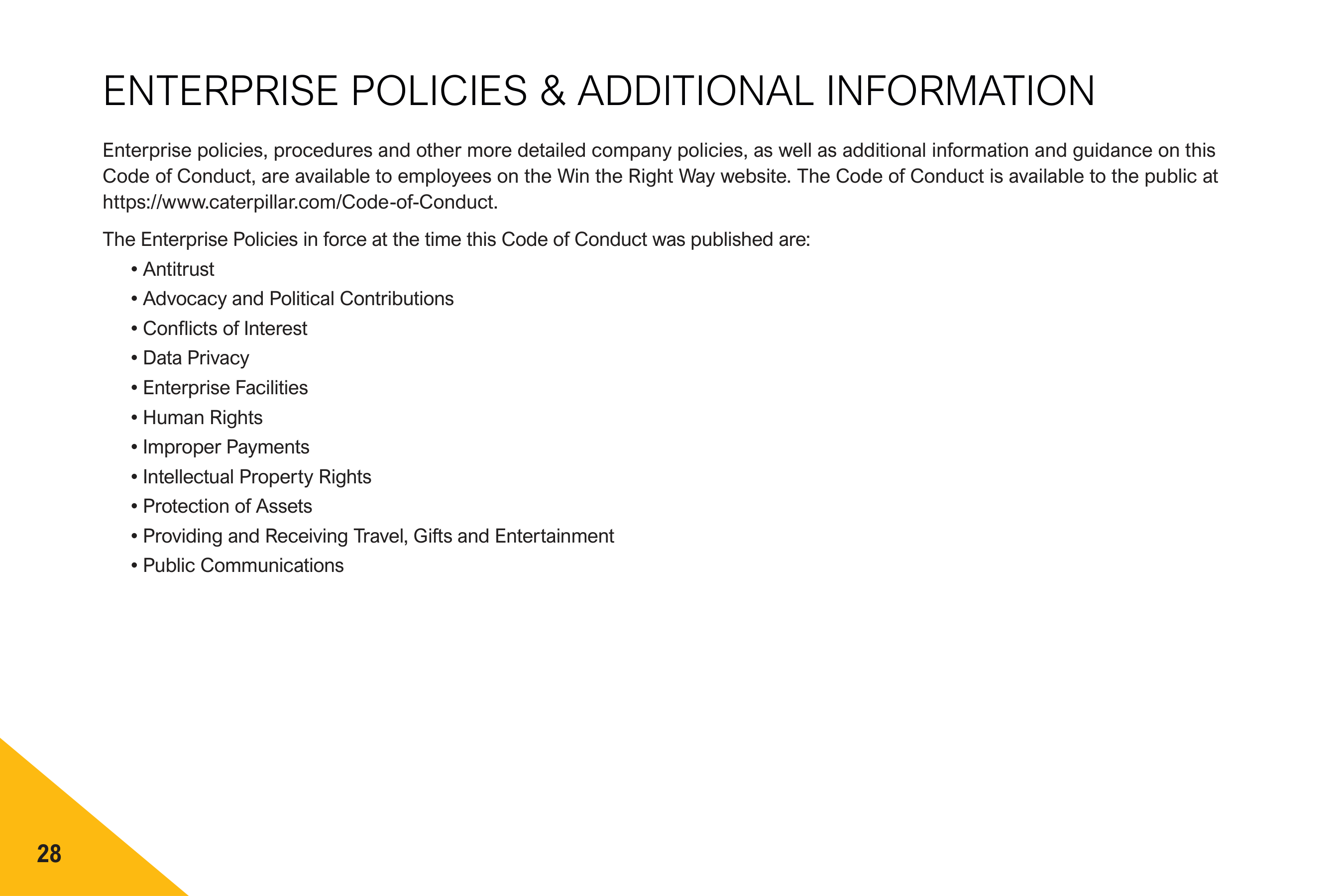 Caterpillar Company Code of Conduct Handbook — page 30