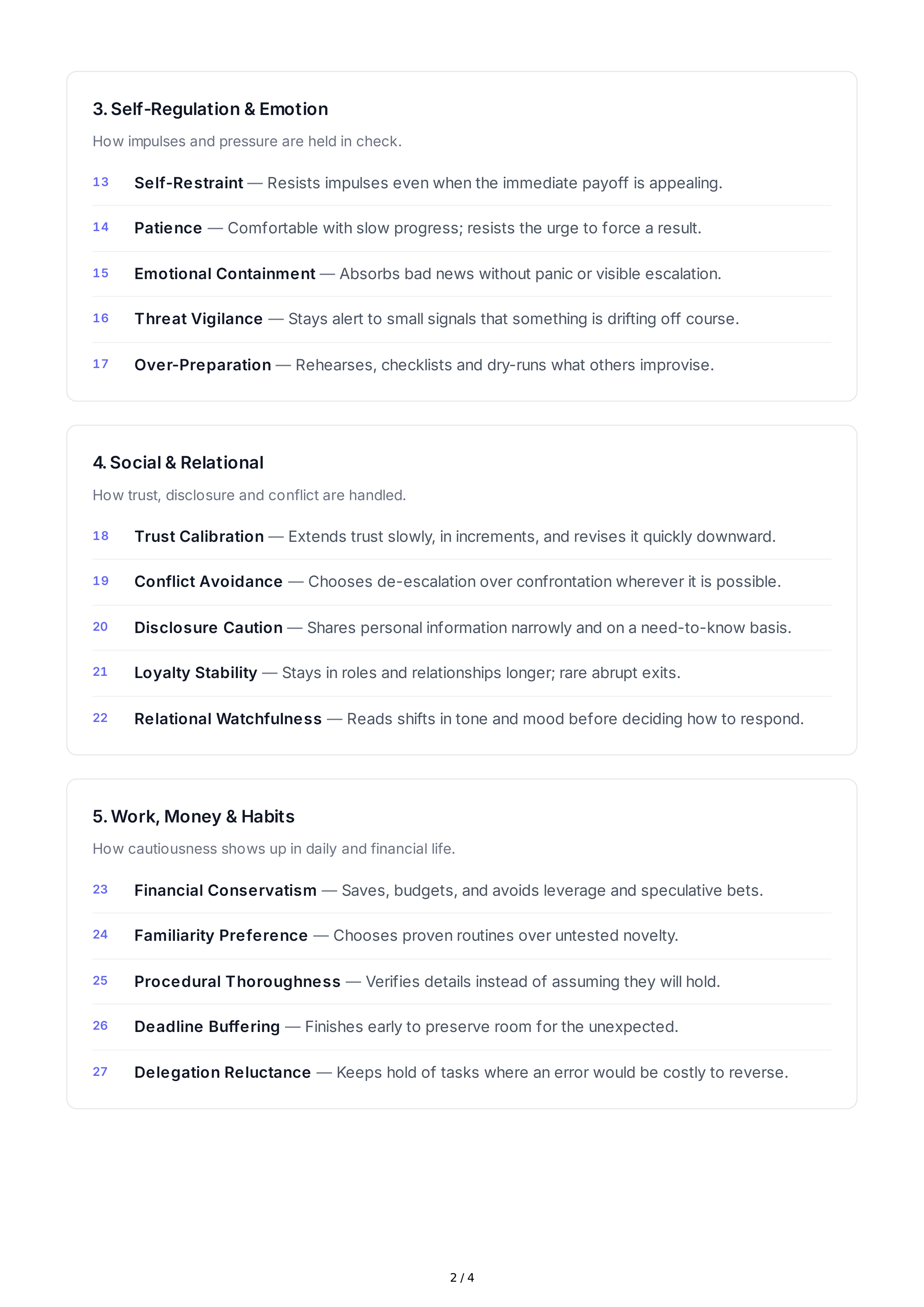 Cautiousness Personality Traits — page 2
