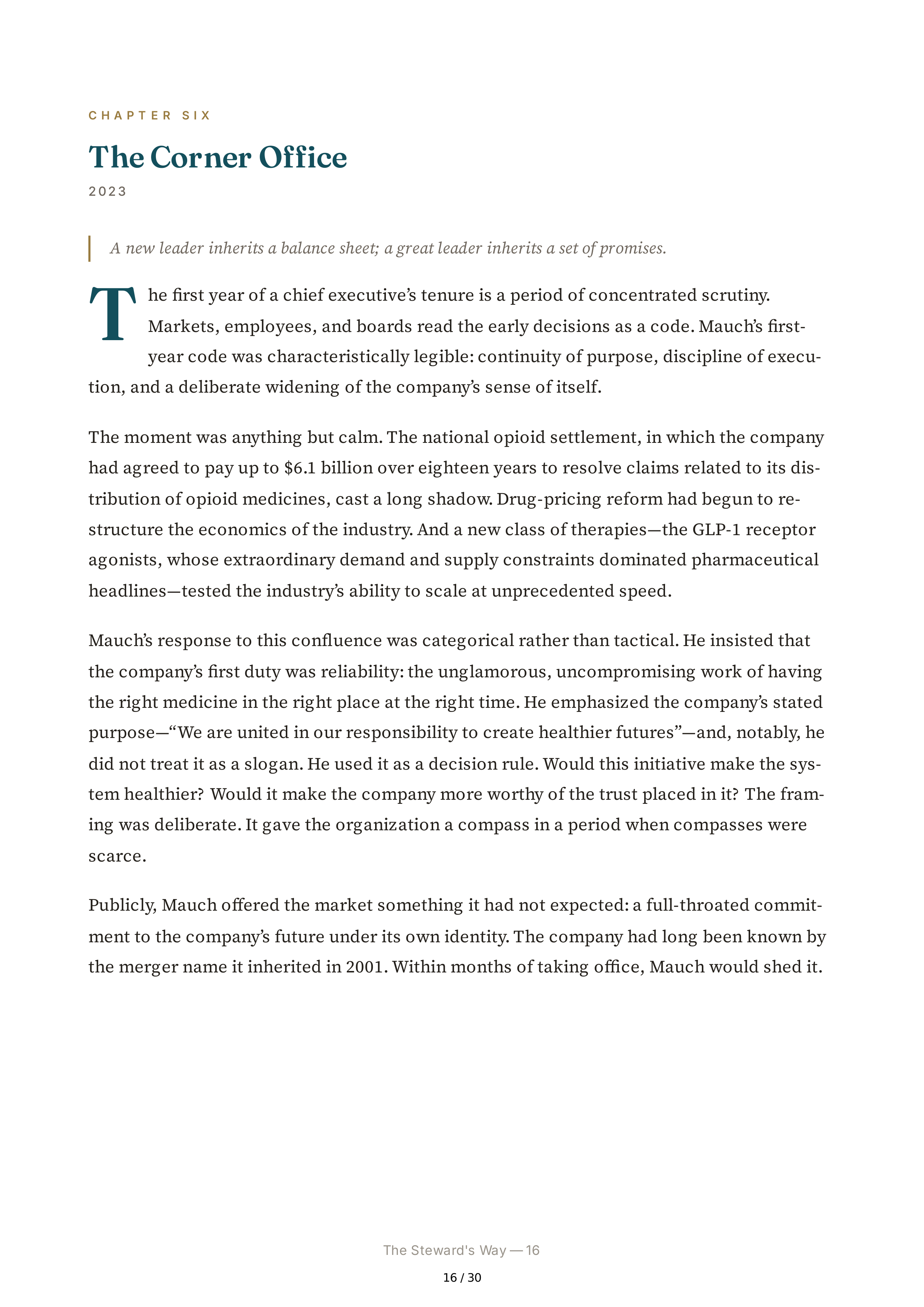 Cencora CEO Robert P. Bob Mauch Biography — page 16