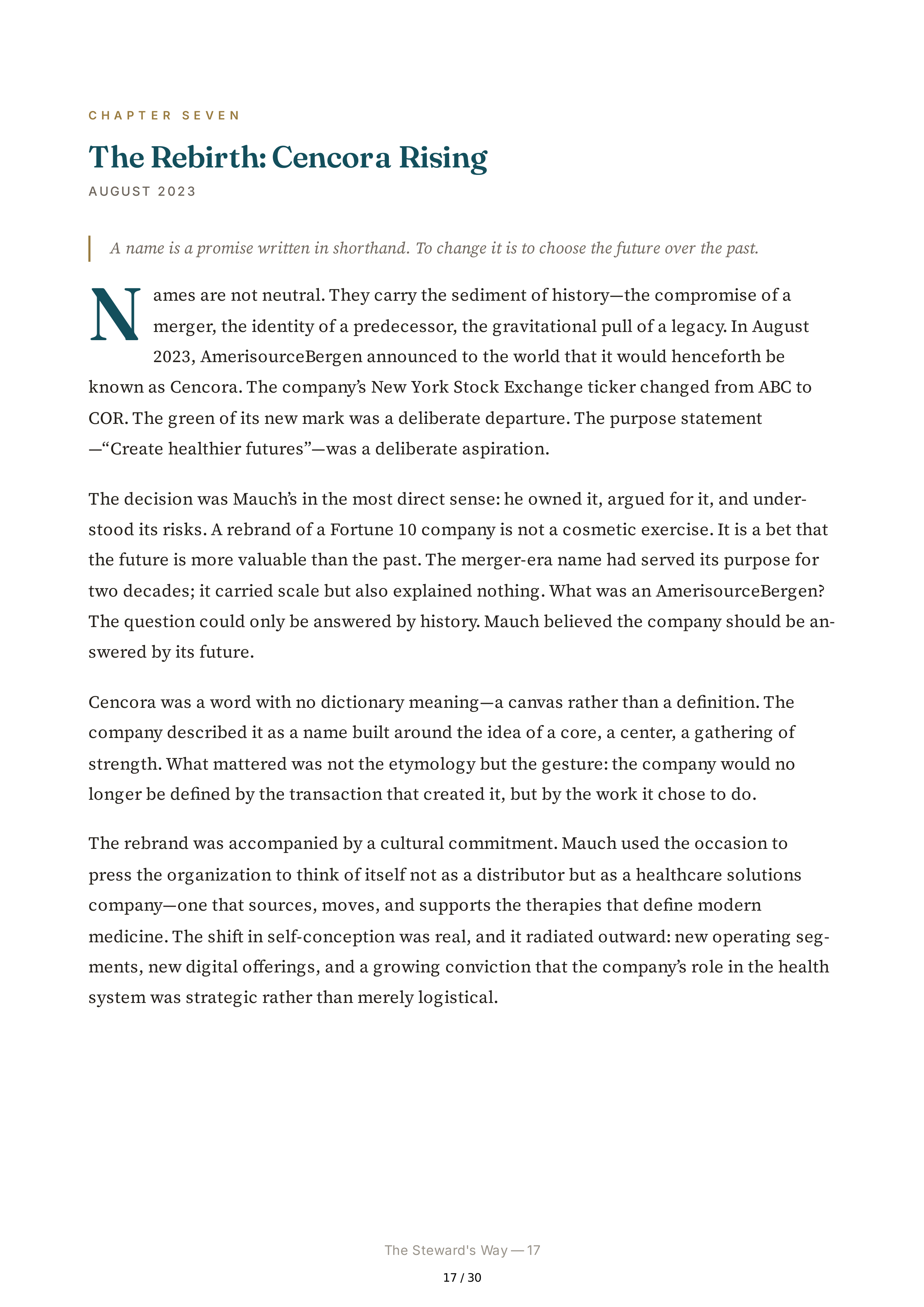 Cencora CEO Robert P. Bob Mauch Biography — page 17