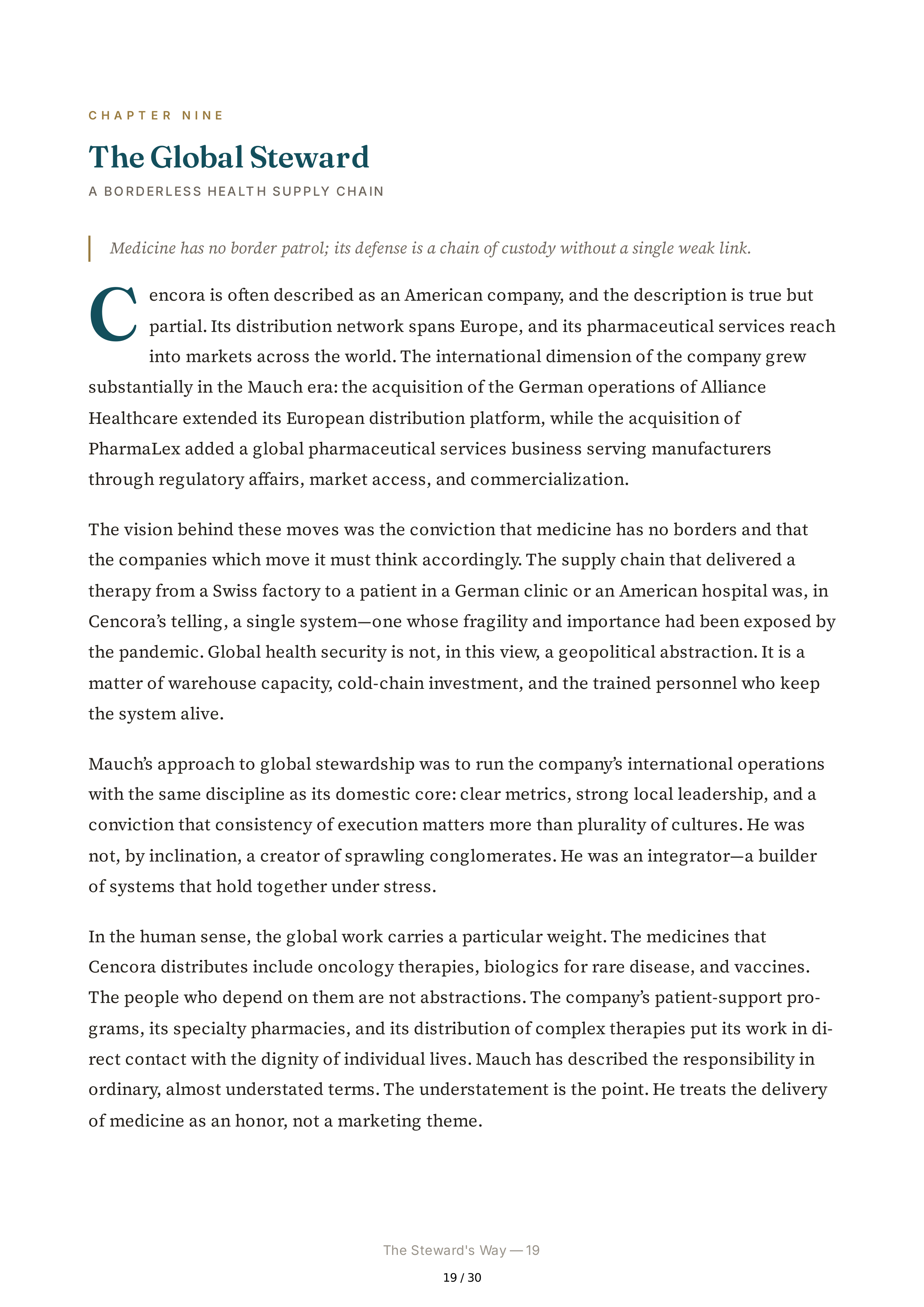 Cencora CEO Robert P. Bob Mauch Biography — page 19