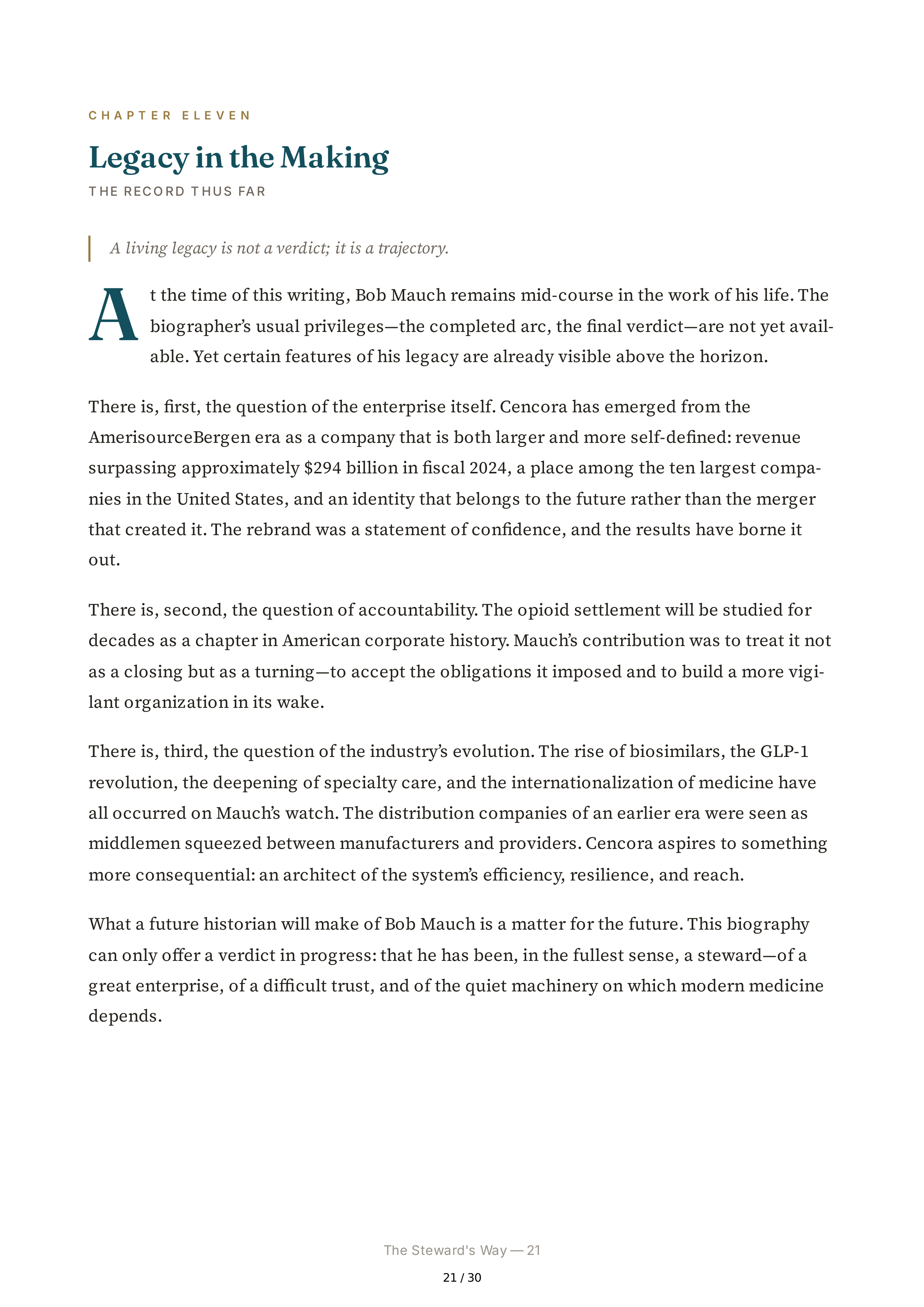 Cencora CEO Robert P. Bob Mauch Biography — page 21
