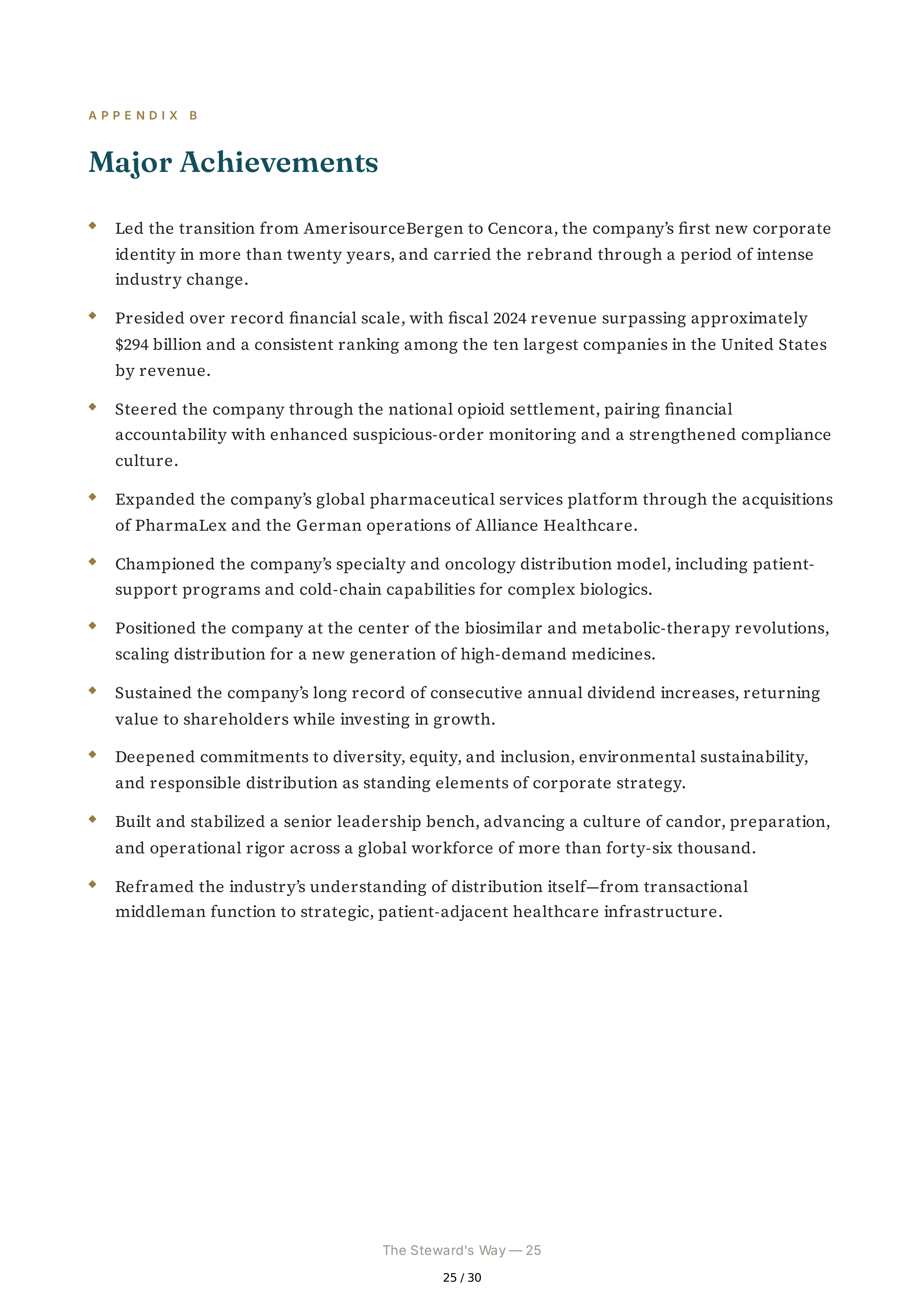 Cencora CEO Robert P. Bob Mauch Biography — page 25