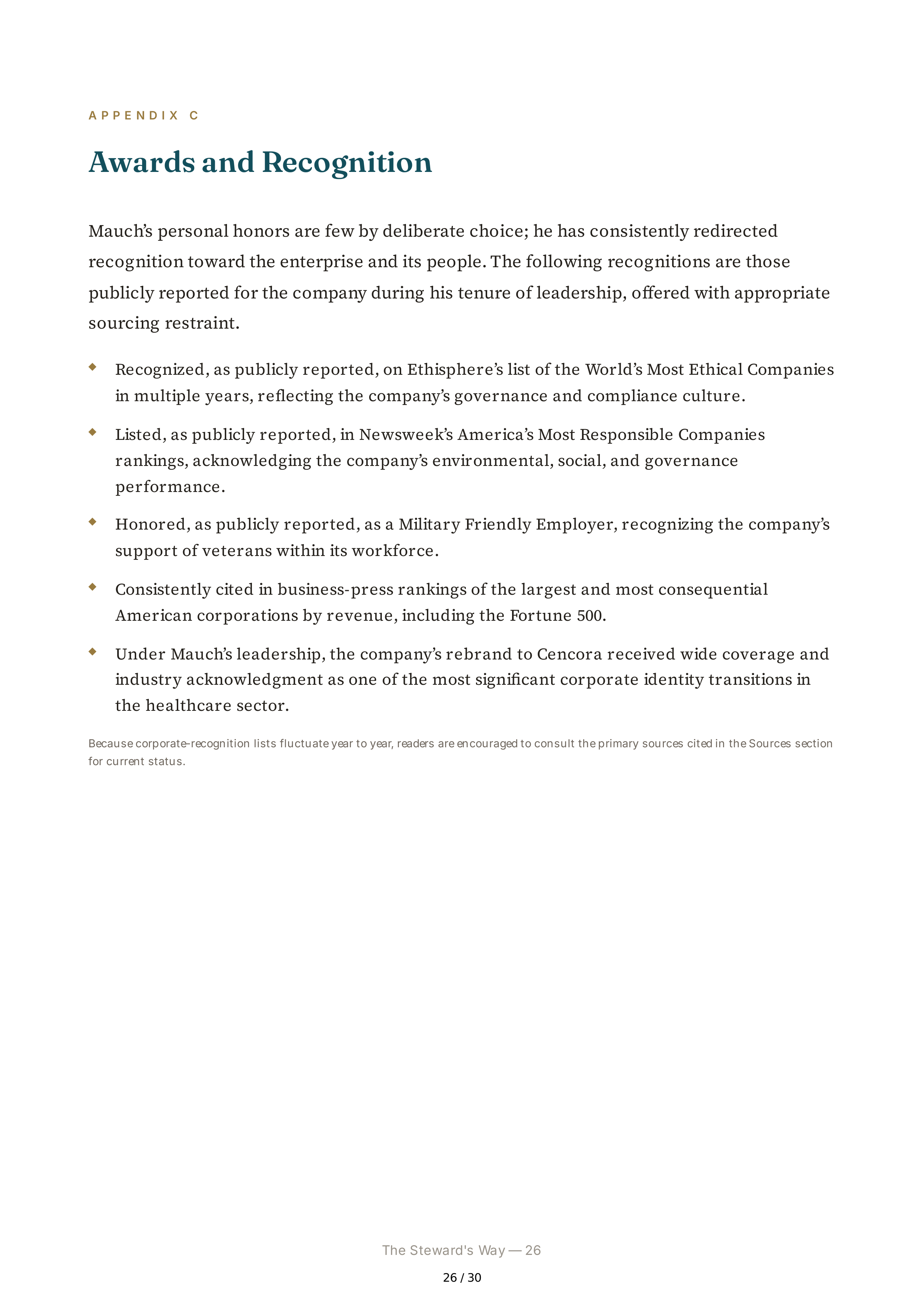 Cencora CEO Robert P. Bob Mauch Biography — page 26