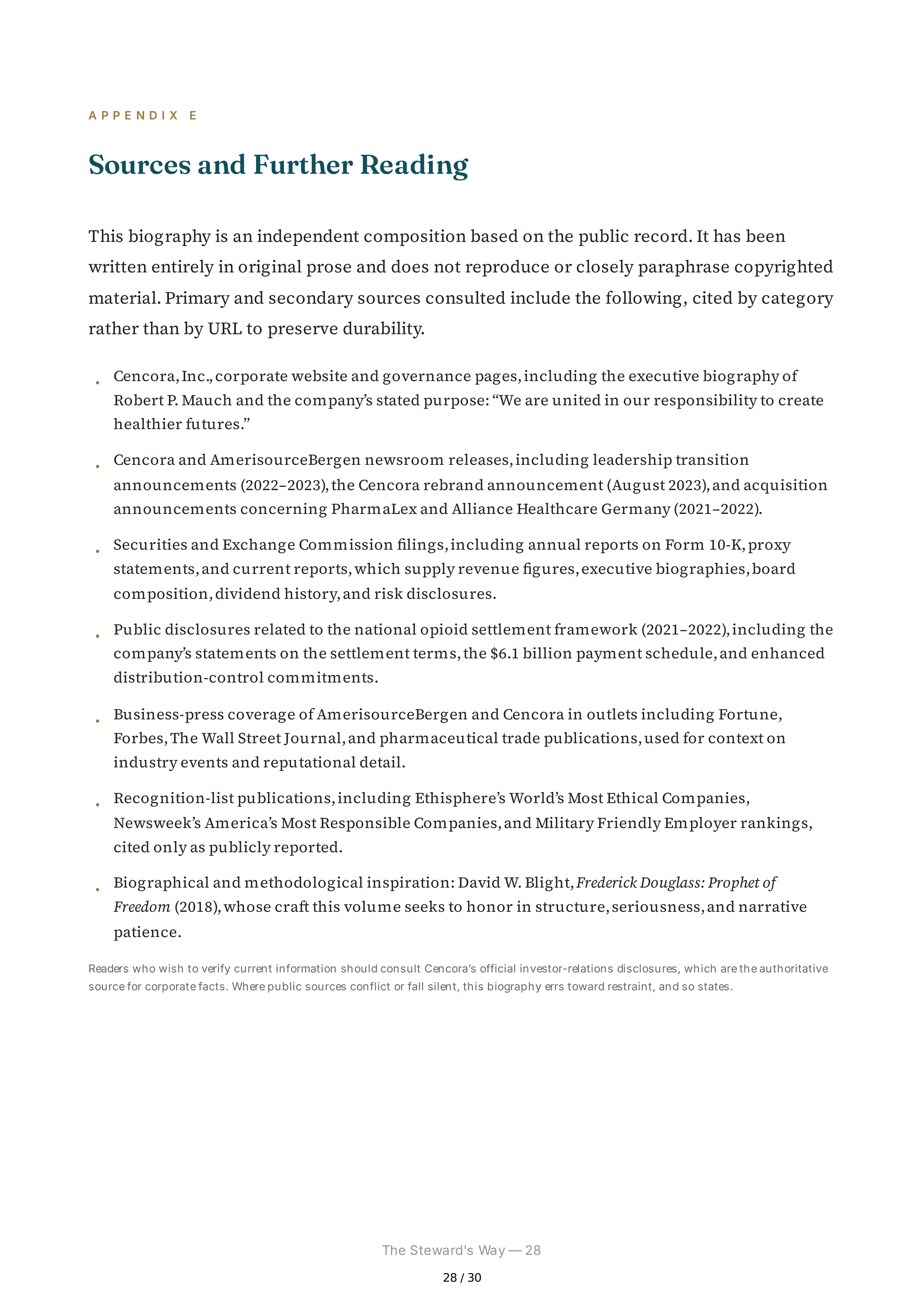 Cencora CEO Robert P. Bob Mauch Biography — page 28