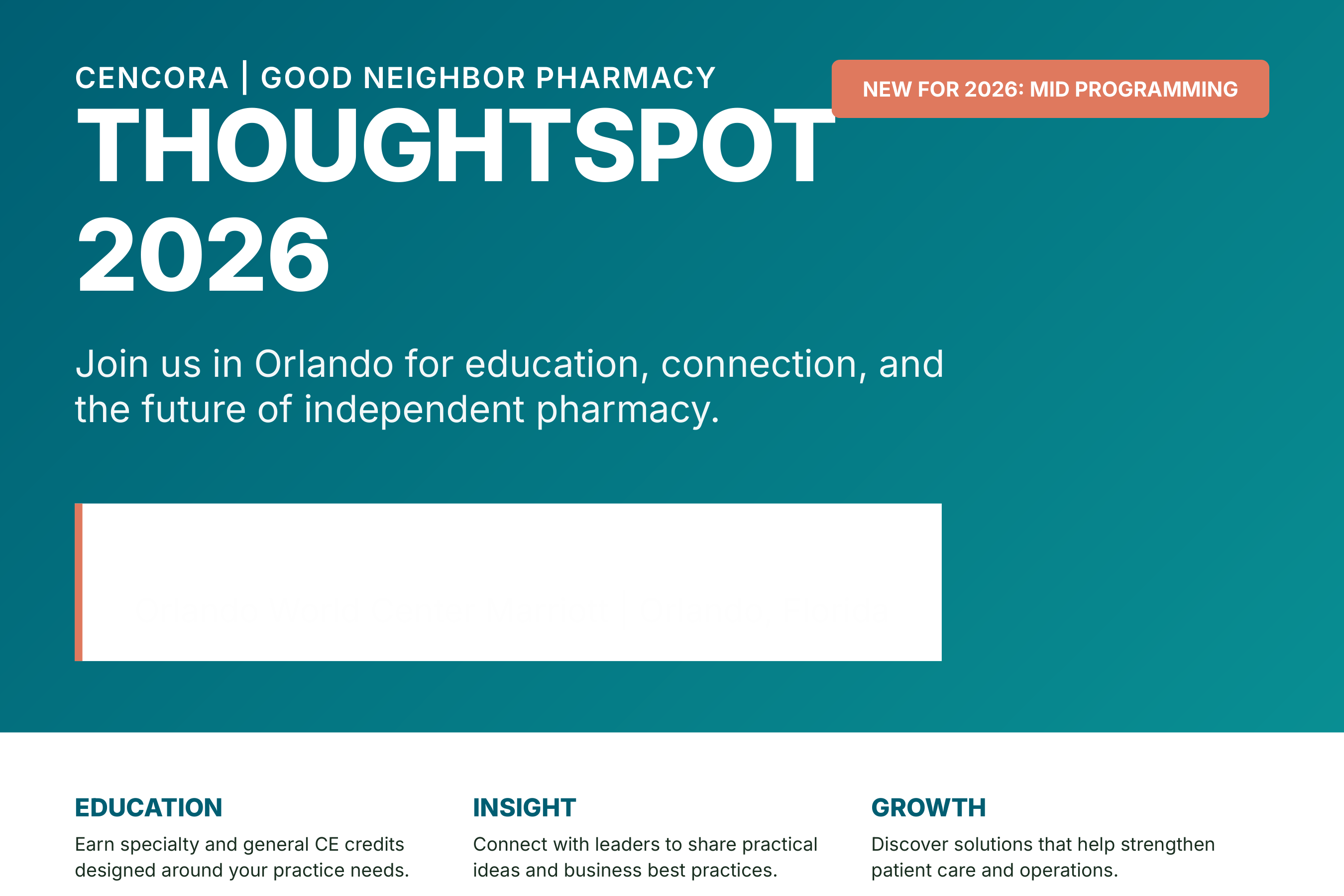 Cencora ThoughtSpot Annual Conference Registration & Invitation Postcard — page 1