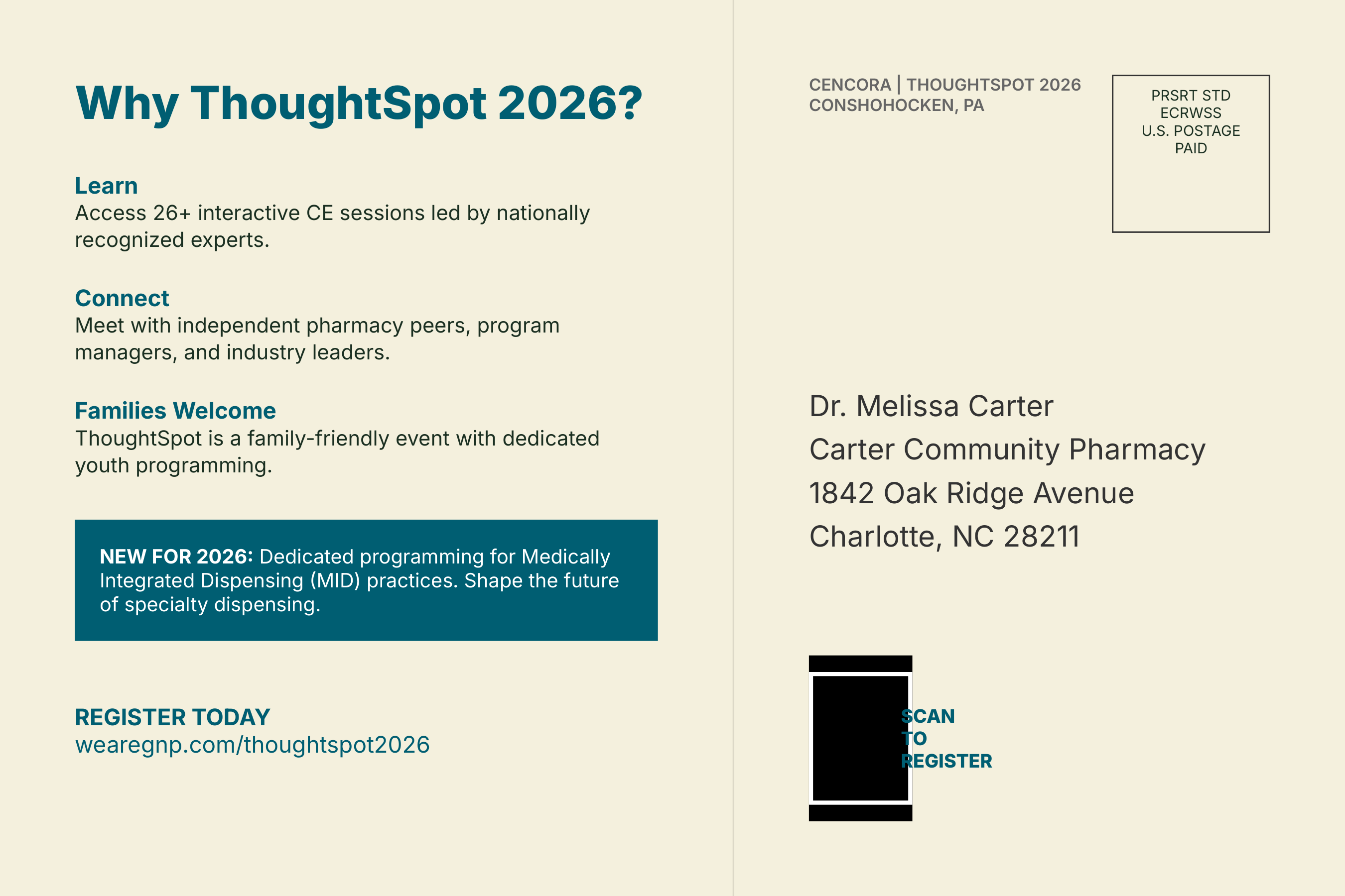 Cencora ThoughtSpot Annual Conference Registration & Invitation Postcard — page 2
