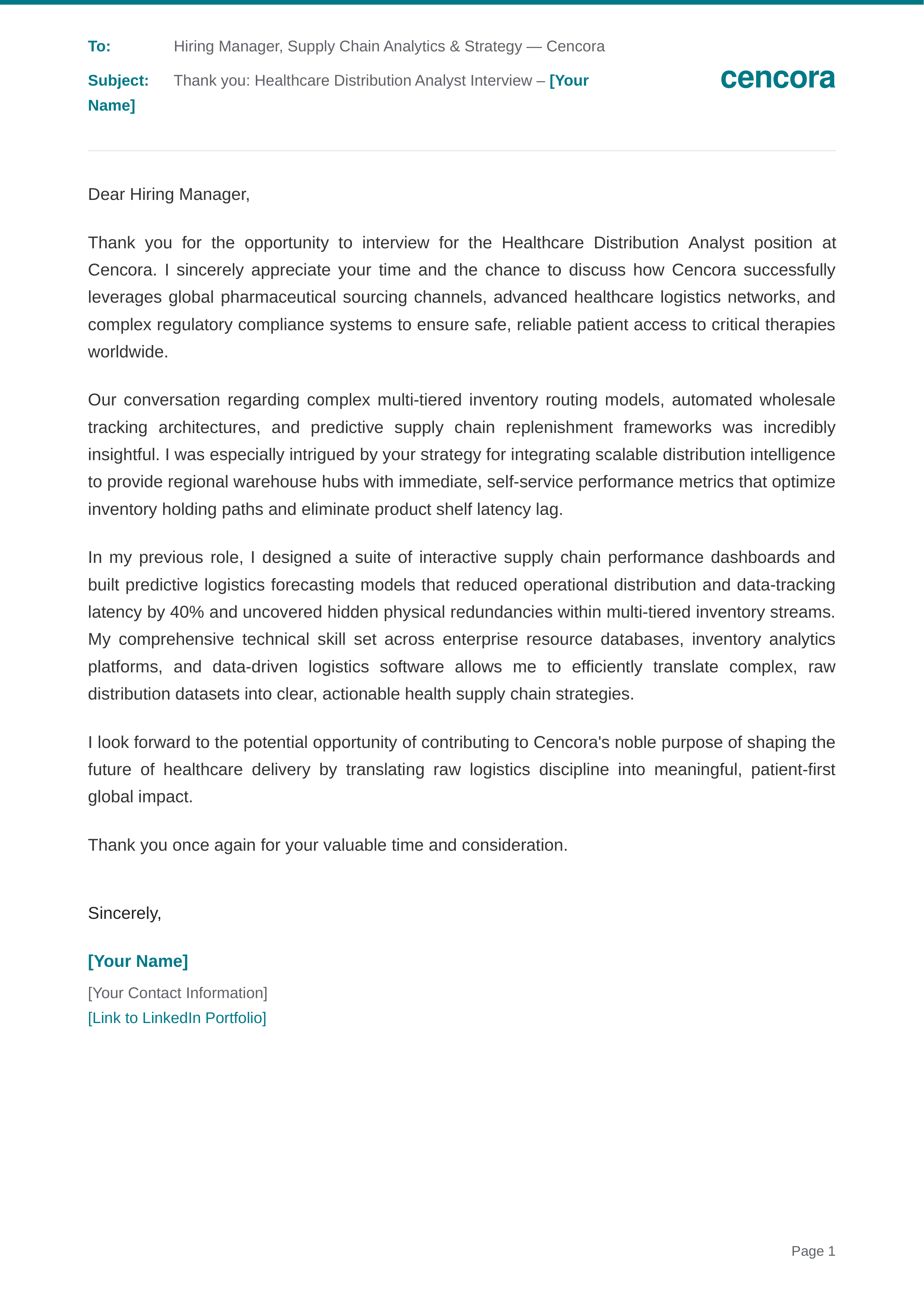 Cencora Healthcare Distribution Analyst — page 1