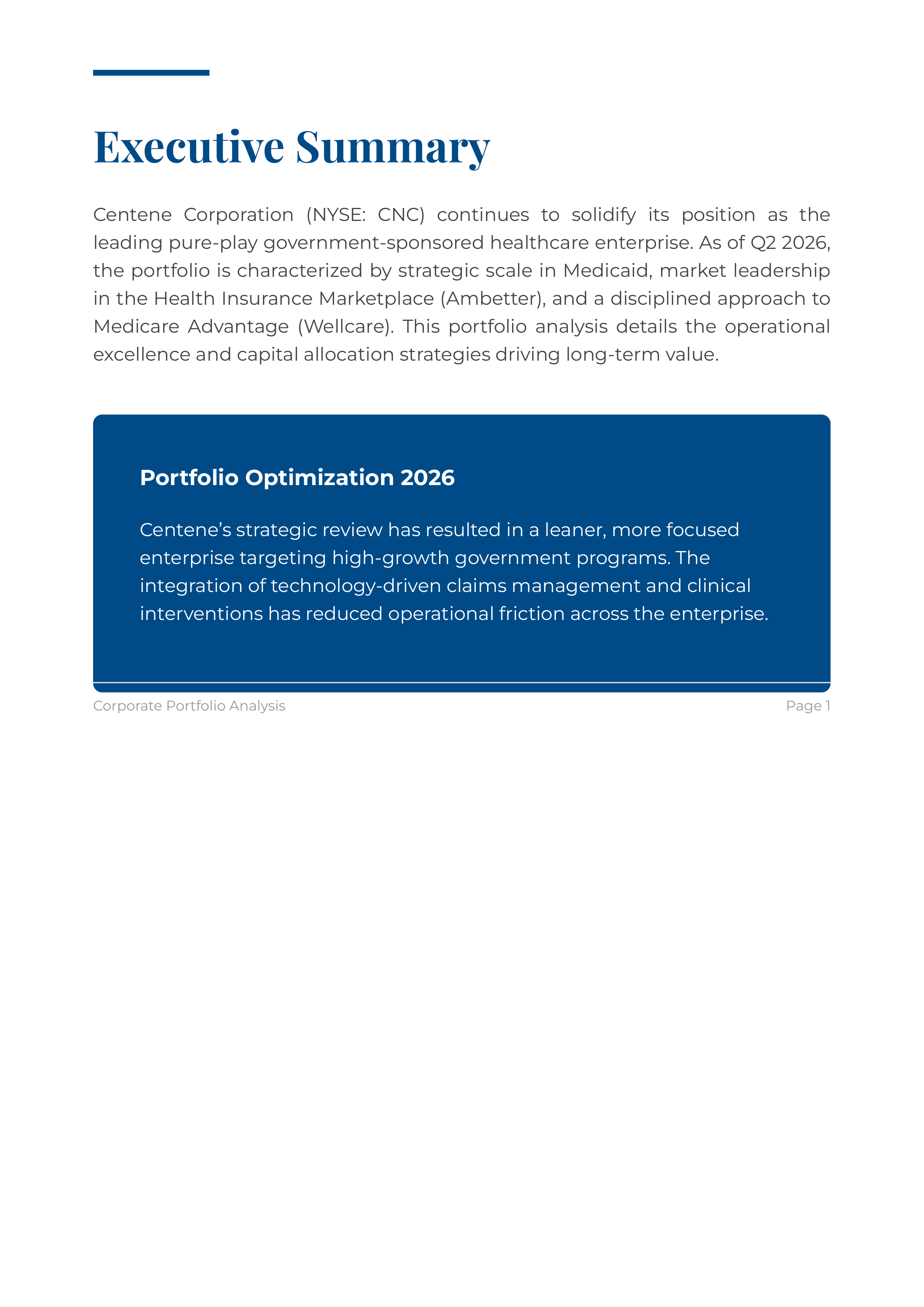 Centene Corporation’s Government-Sponsored Managed Care Membership and Insurance Product Portfolio — page 2